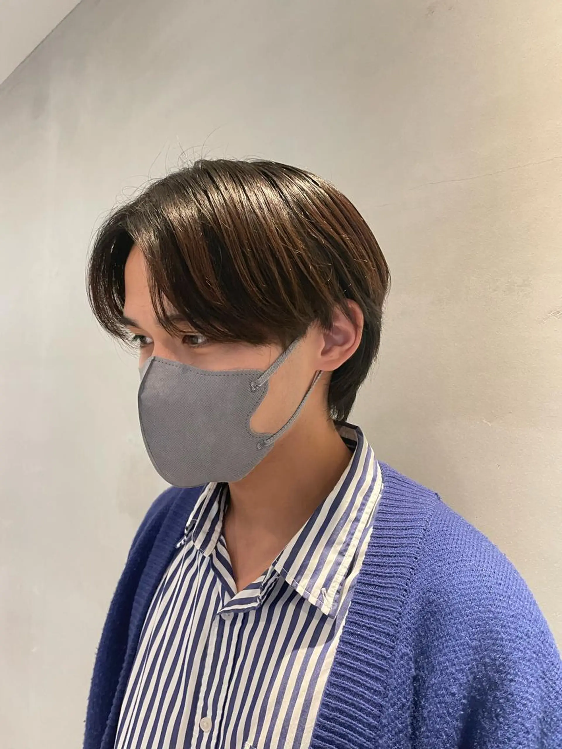 メンズ センターパート メンズ韓国風 韓国マッシュ マッシュ 韓国ヘア/そら レイヤー透明感カラーのヘアスタイル