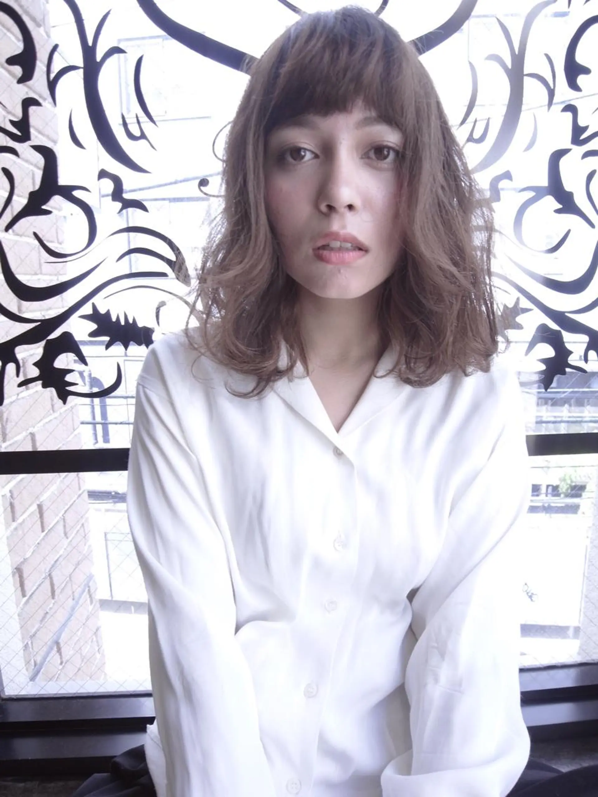 ミディアム カラー アッシュ ベージュカラー ダブルカラー ハイライトカラー ハイライト 北條 優輝のヘアスタイル