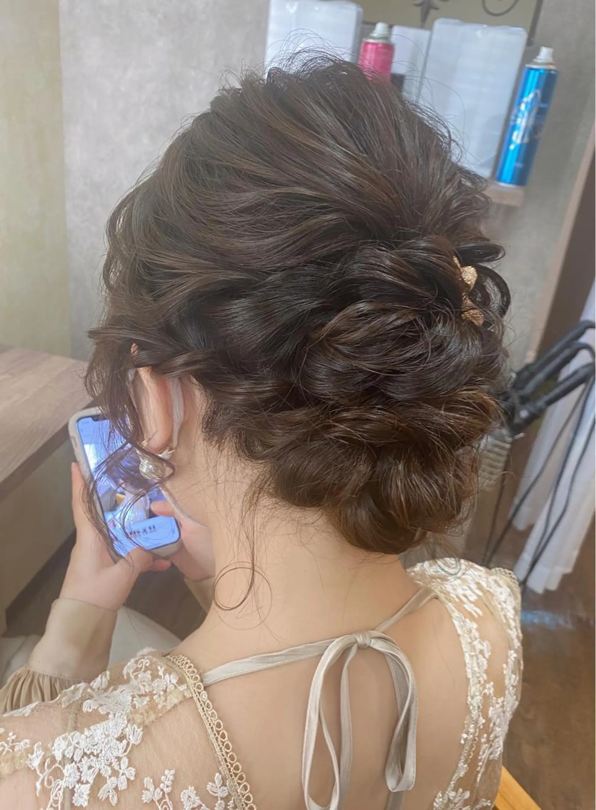 セミロング ヘアアレンジ 結婚式・ブライダル ヘアセット 田井中 悠紀のヘアスタイル