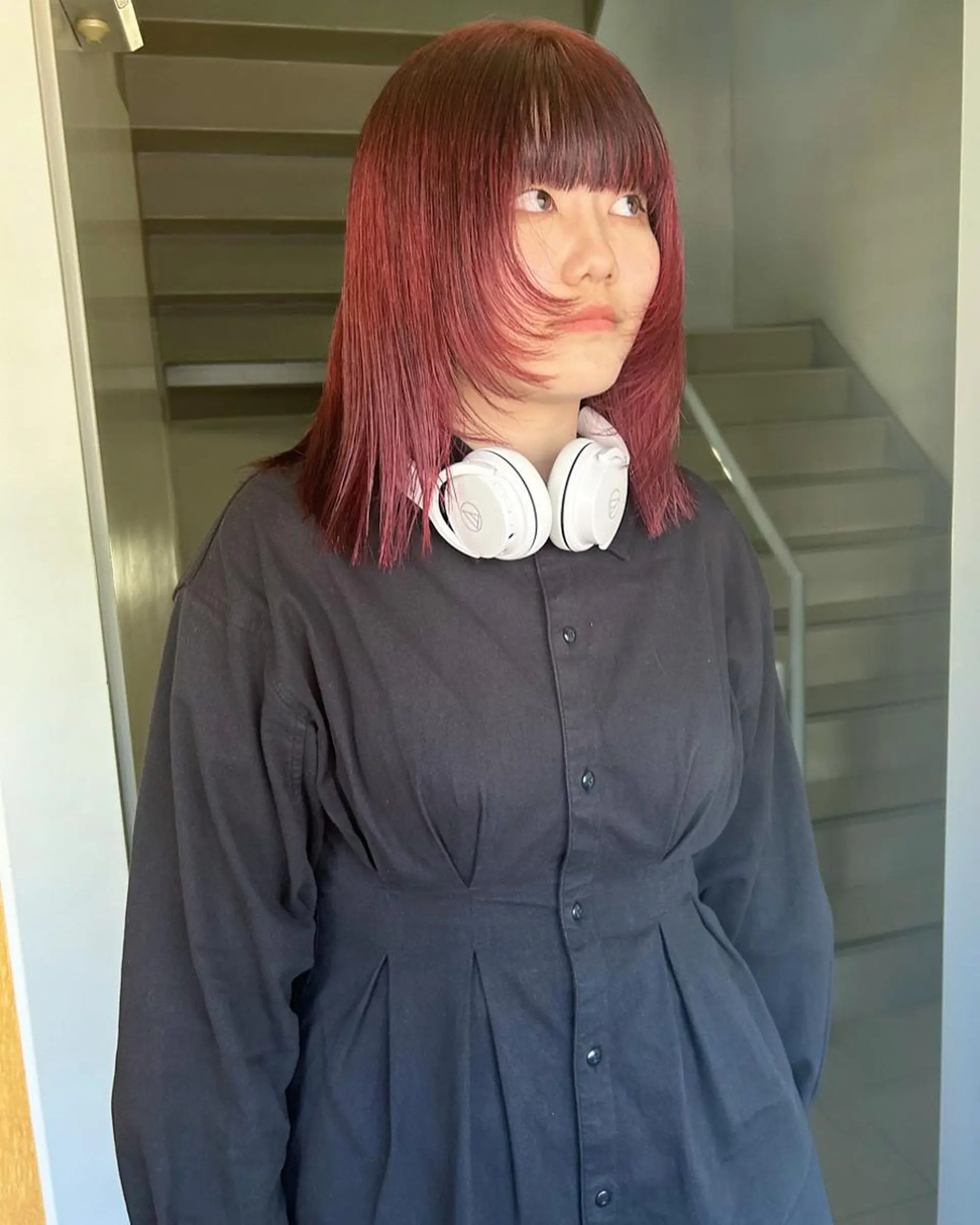 ミディアム カラー パーマ ヘアアレンジ 髪と音処　マトぺ所属・デザインカラー/ボブ ブリーチカラー/ユリのヘアスタイル