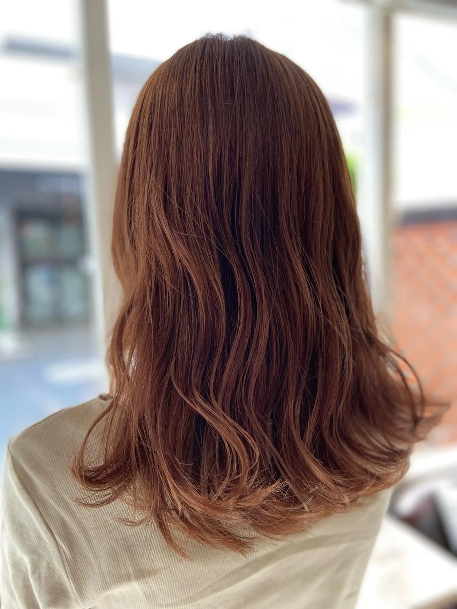 ロング カラー ベージュカラー オレンジ オレンジベージュ ヘアカラー トリートメント 菊地 美憂のヘアスタイル