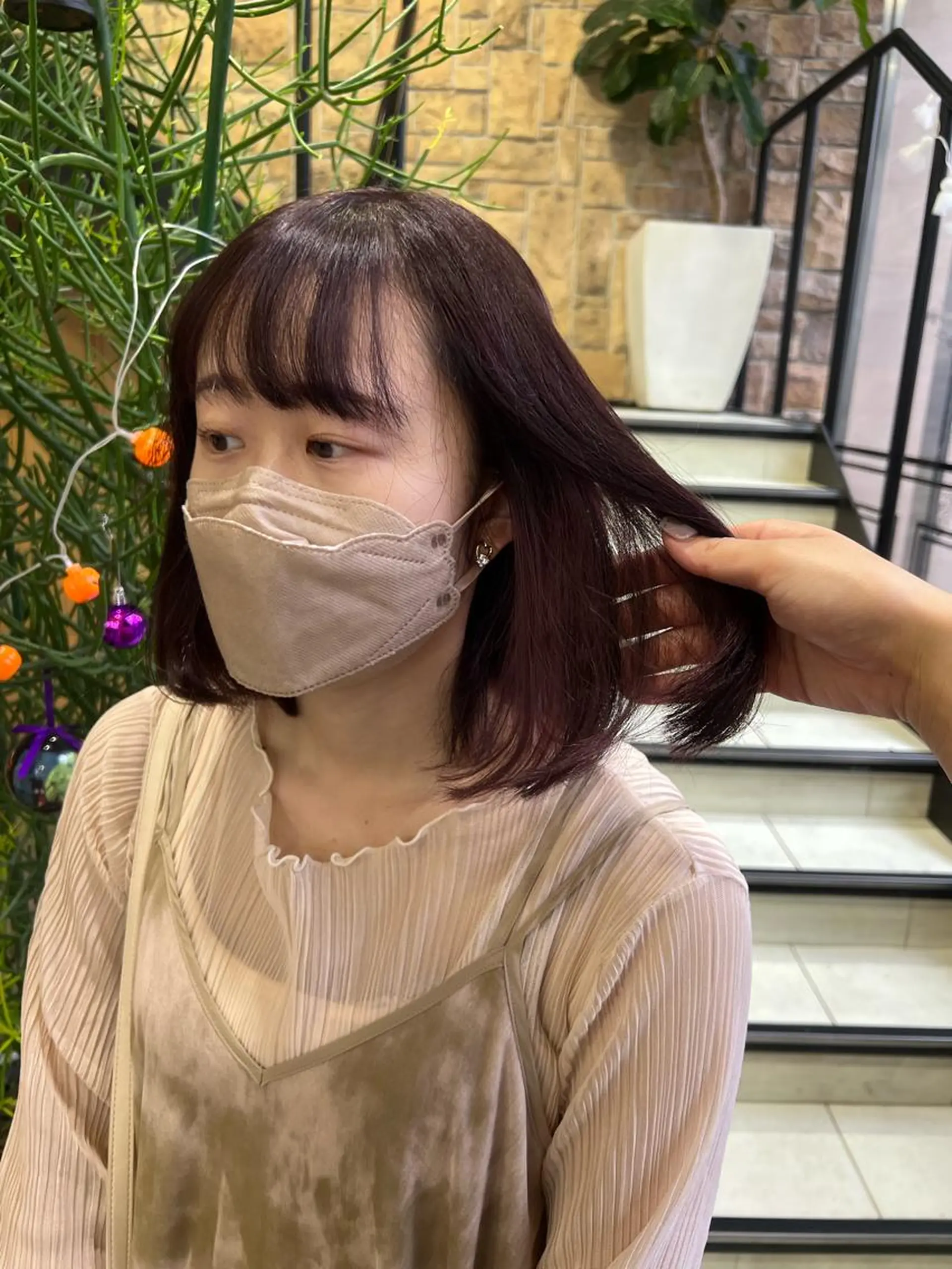 ショート カラー ヘアアレンジ ラベンダーカラー ピンクカラー ピンクラベンダー チャンモリパーマ/韓 国/Minami🦋のヘアスタイル