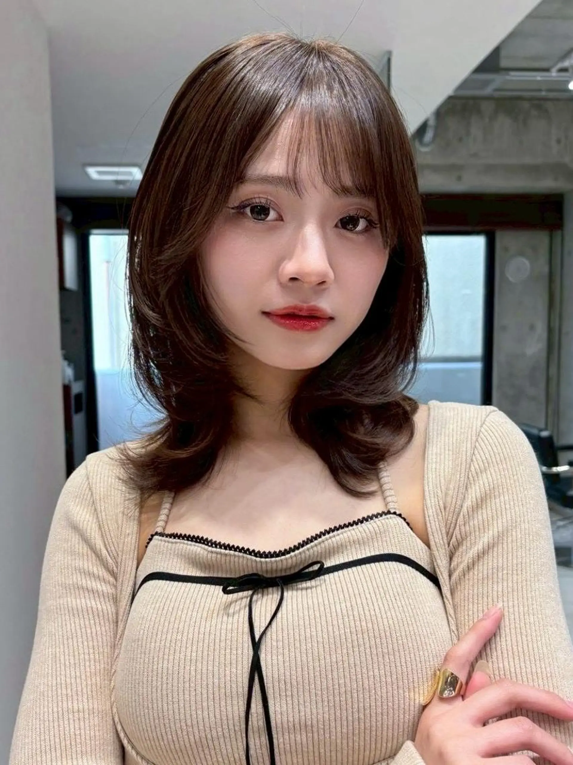 ミディアム カット ヘアカラー トリートメント Farbe🤍 新築new Openのヘアスタイル