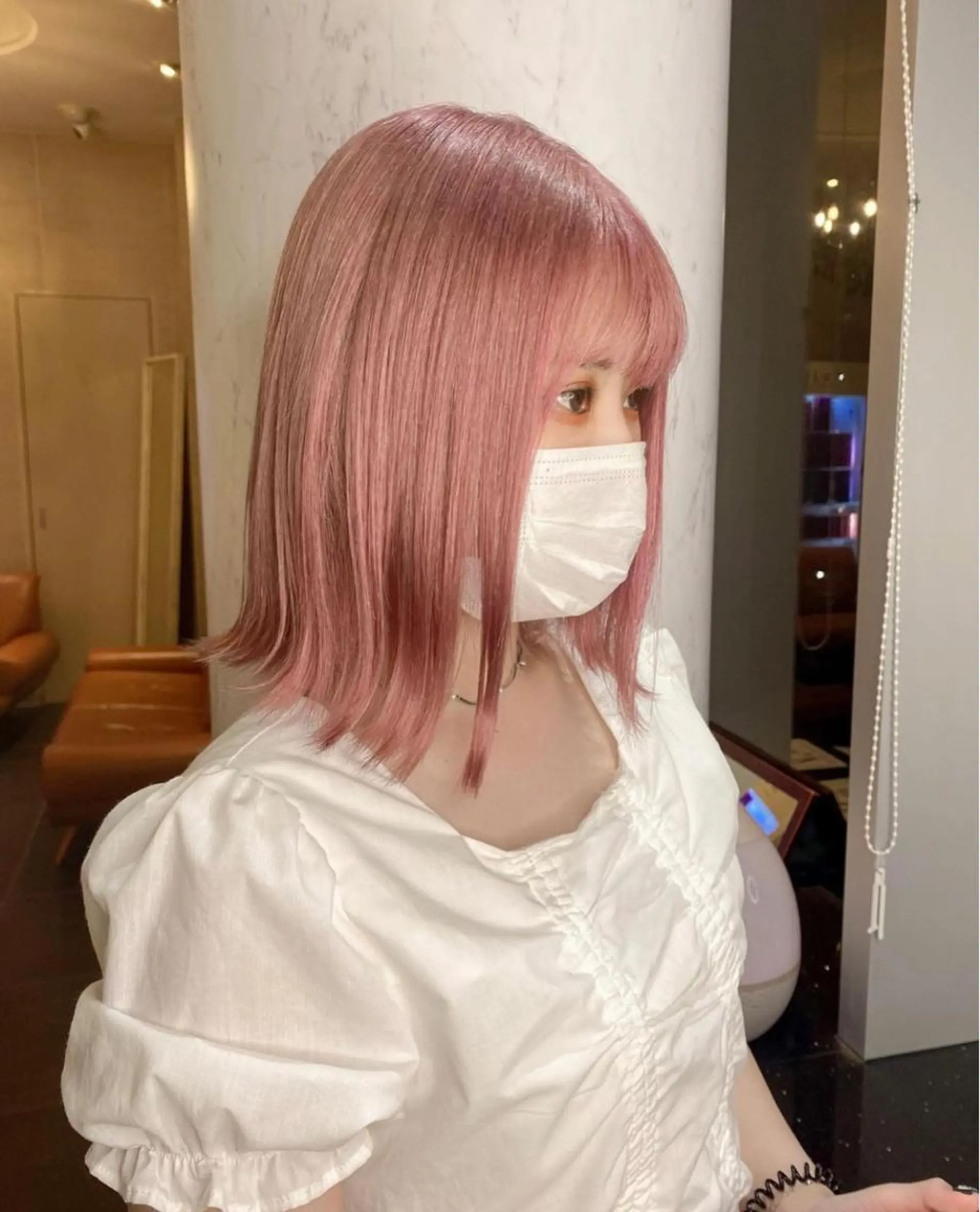 ミディアム カラー ピンクカラー ホワイトピンク ヘアカラー トリートメント 🌱ブリーチ・透明感 カラー/mapi🦭のヘアスタイル