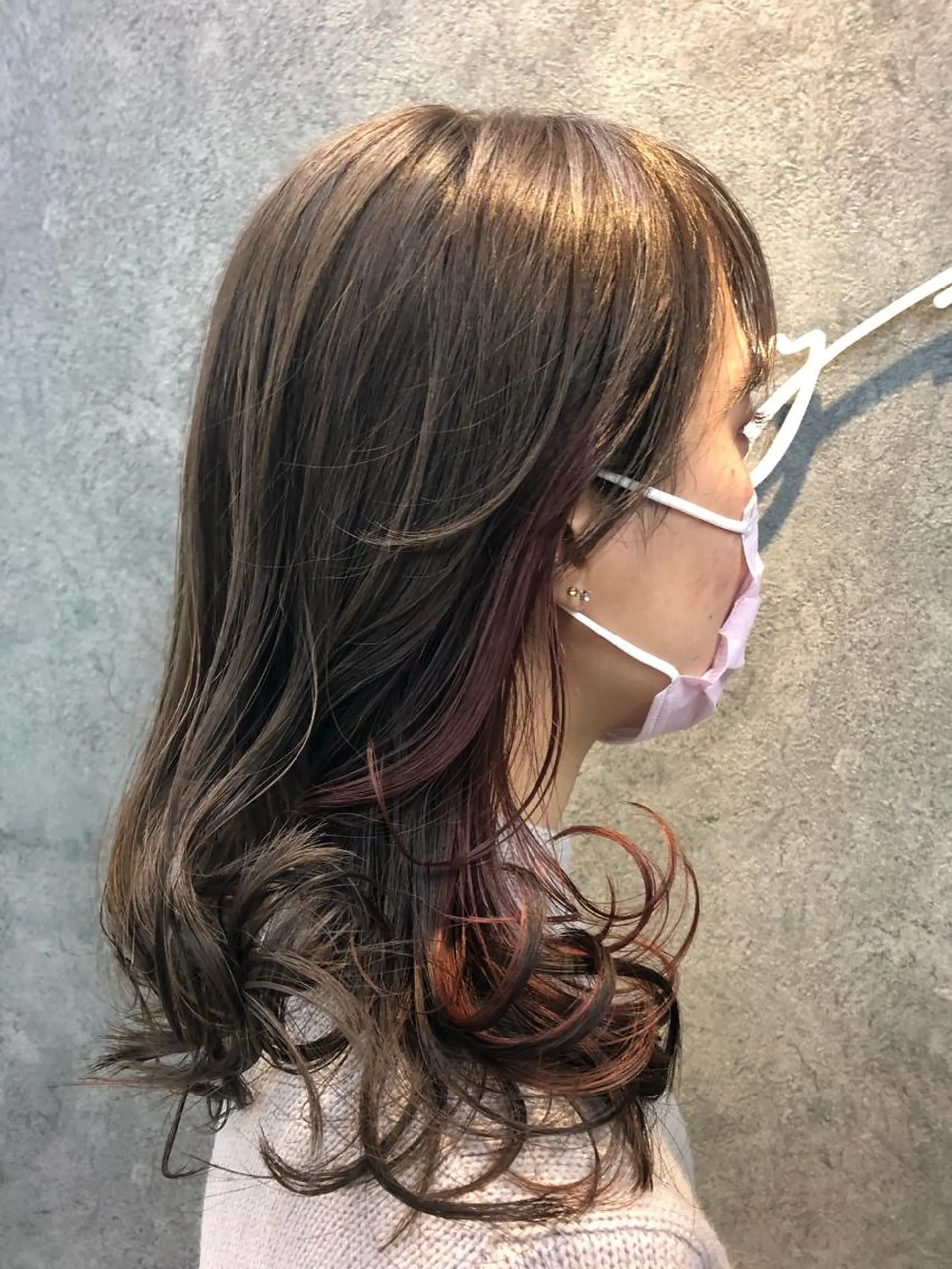 セミロング ピンクブラウン ヘアカラー トリートメント Noy所属・Noyヨシモト ヒロトのヘアスタイル