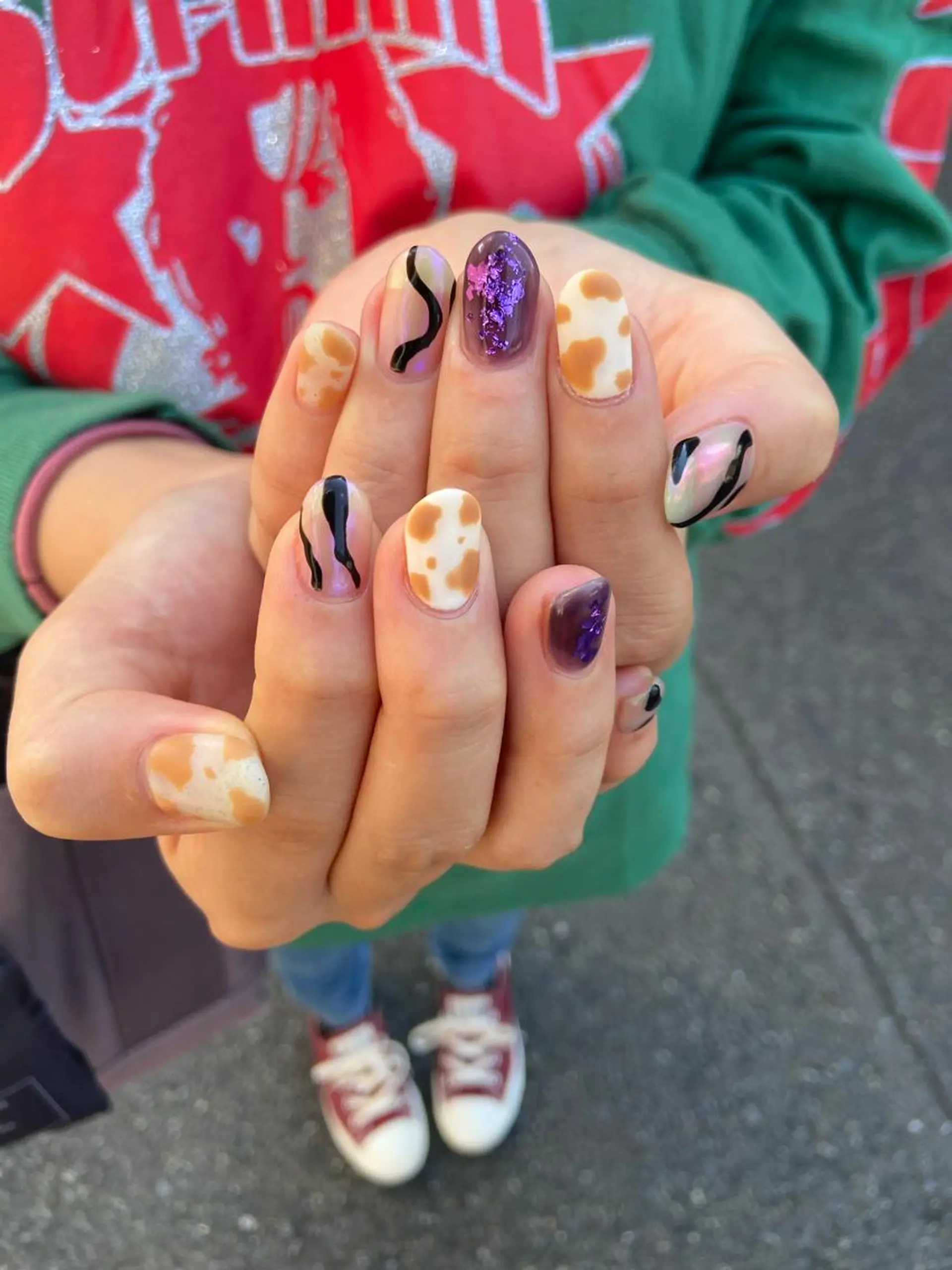 ネイル アニマル柄 アートネイル オーロラネイル マットネイル ニュアンスネイル . unffのネイルデザイン