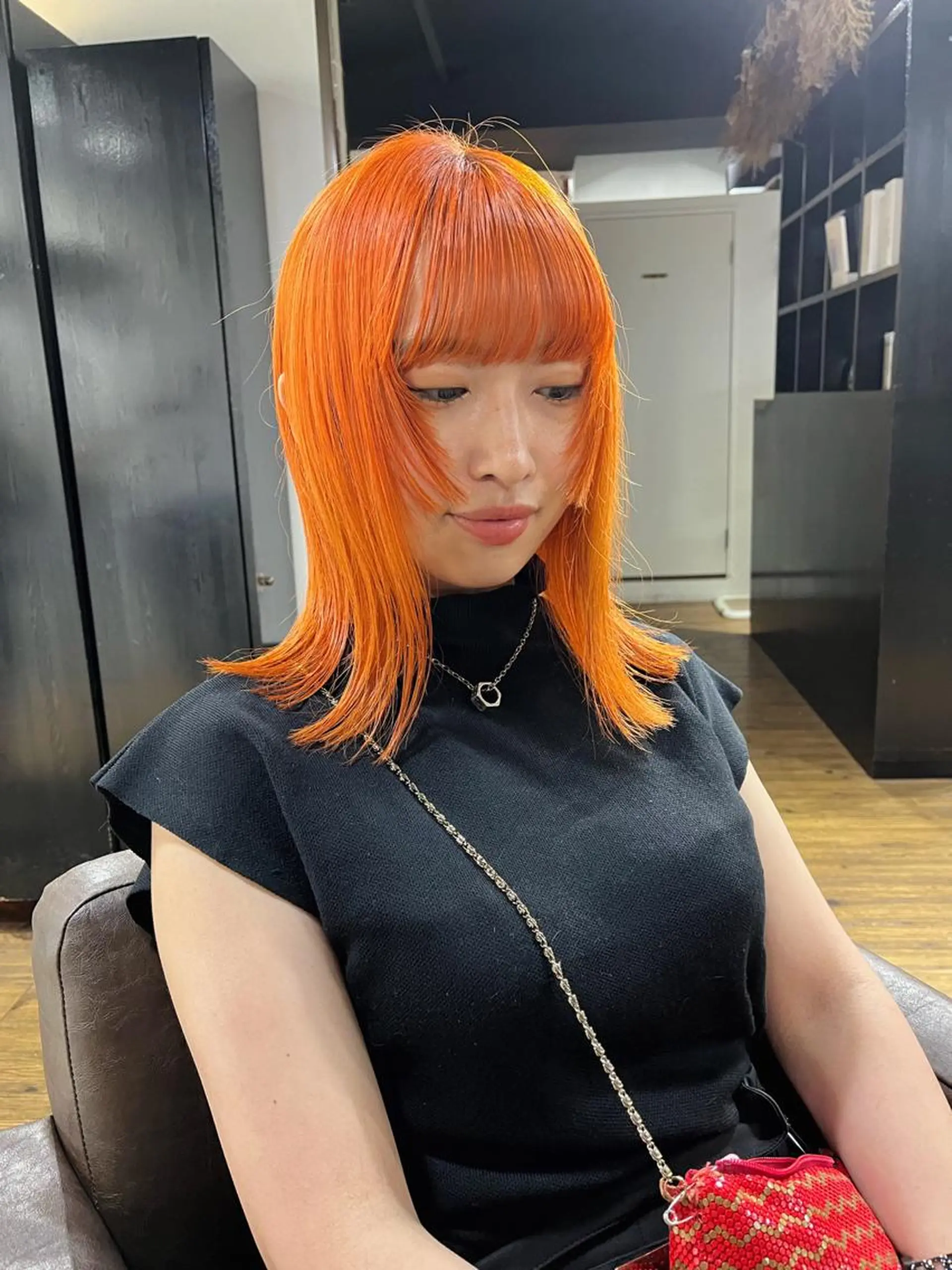 ミディアム 姫カット カット ヘアカラー ハイトーンNo.1✨ パーマ✨イマイタツヤのヘアスタイル