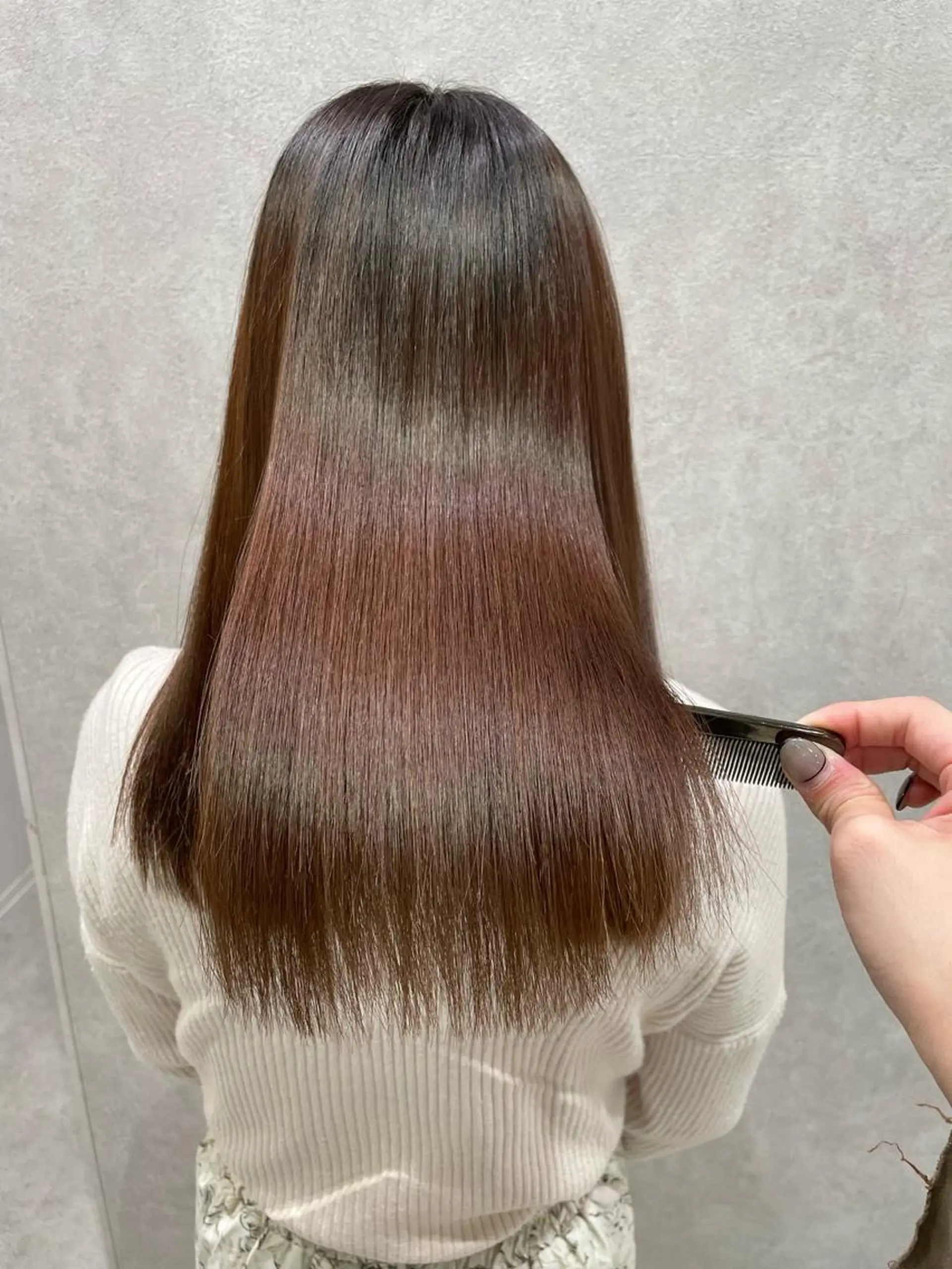 ロング カラー 髪質改善 ヘアカラー トリートメント 韓国レイヤー／髪質 改善カラー/れんのヘアスタイル