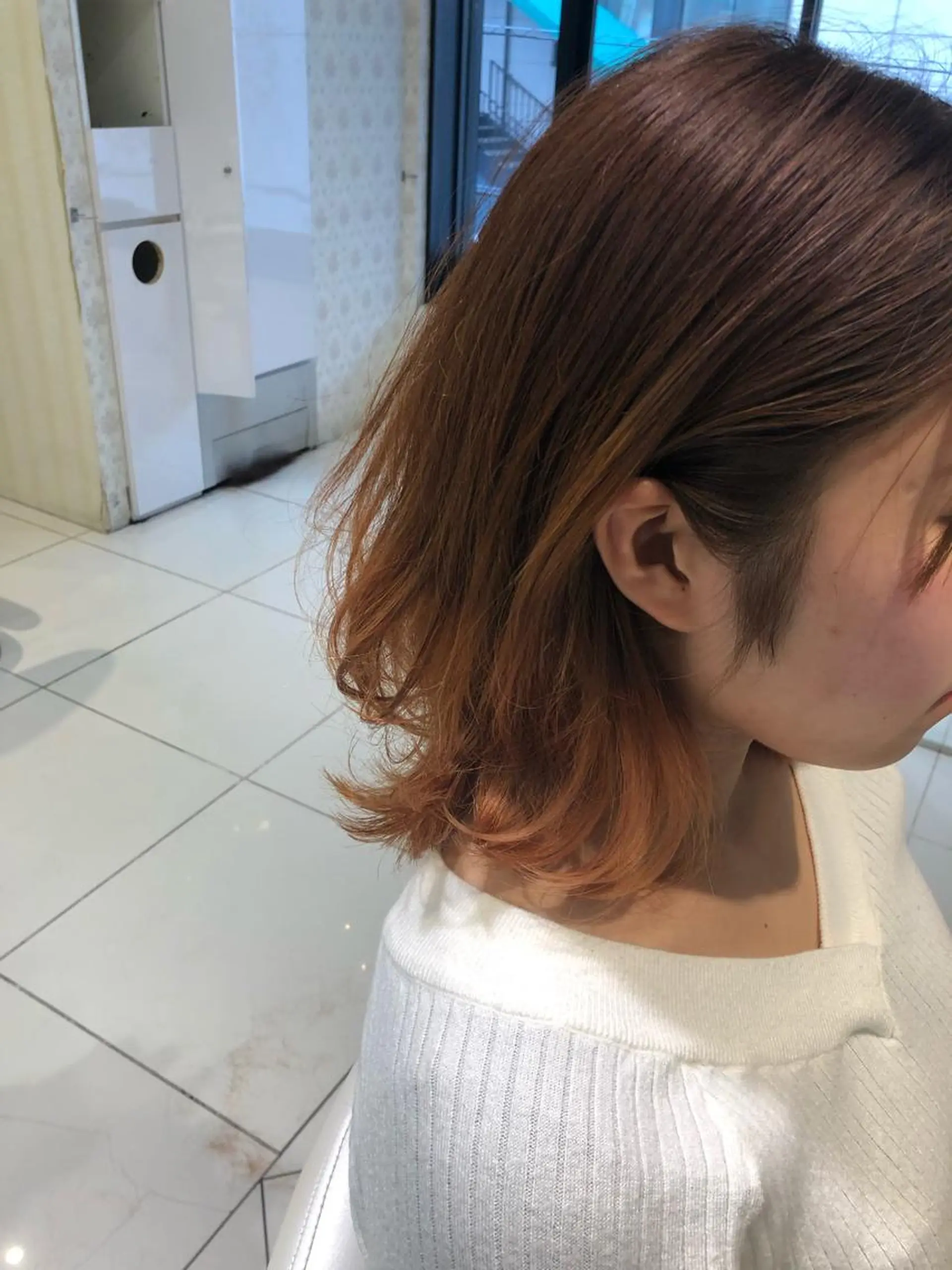 ミディアム カラー グラデーションカラー オレンジ ✨髪質改善ストレート ×ミニボブ✨萩原　翼のヘアスタイル