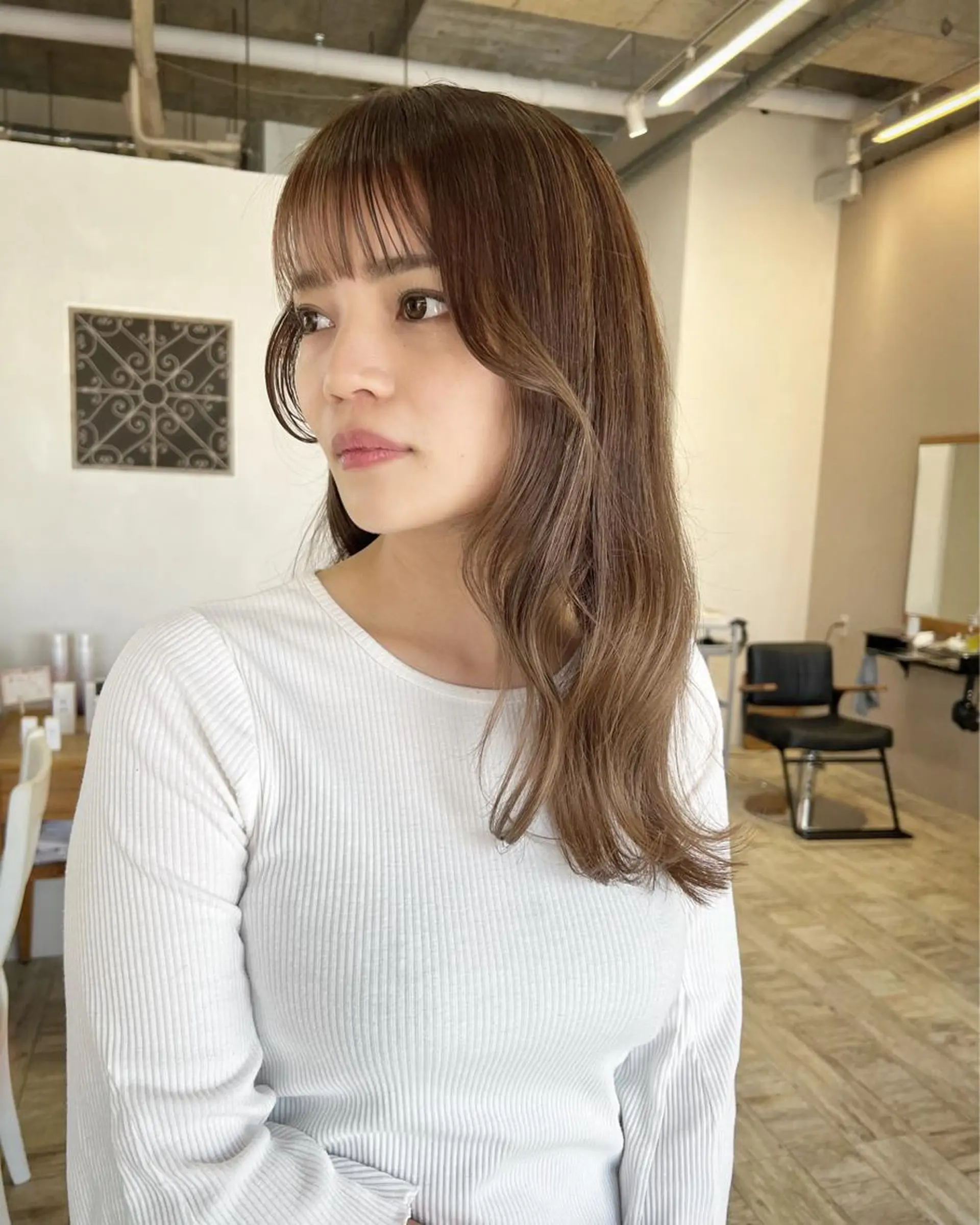 セミロング カラー 顔まわりレイヤー 顔周りカット レイヤーカット テトネ タカシのヘアスタイル