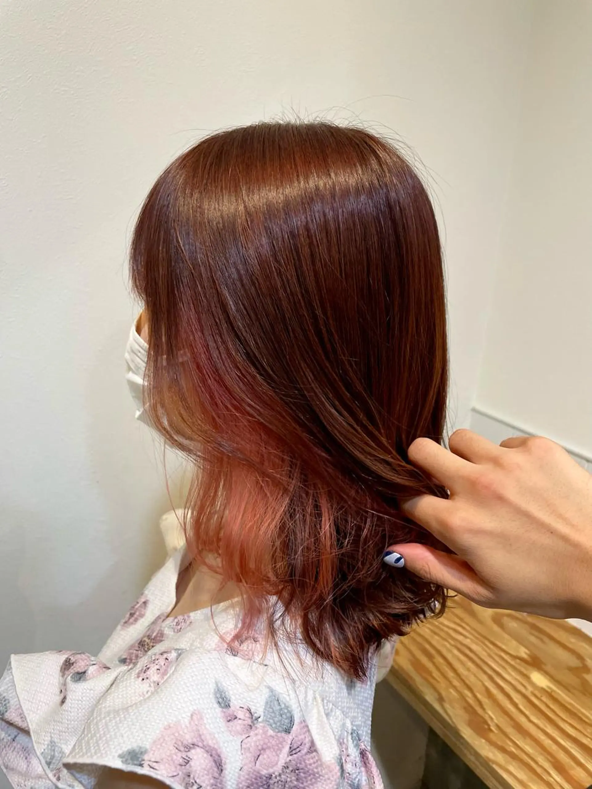 ミディアム カラー ブラウンカラー ピンクカラー ピンクブラウン 髪質改善/レイヤー /ボブ/中村莞太朗のヘアスタイル