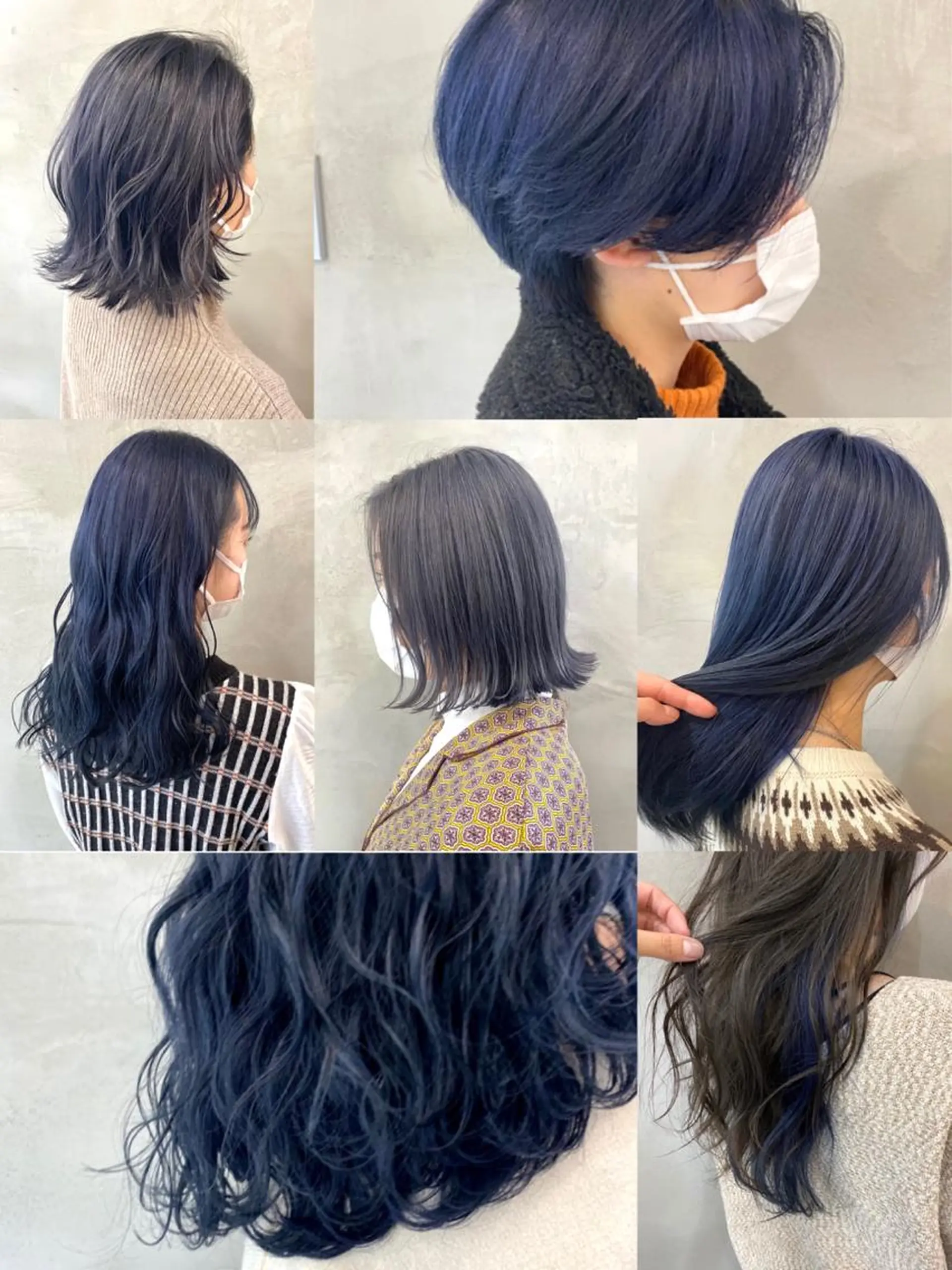 セミロング カラー ブリーチ ブルーカラー ブルーグレー ネイビーカラー ヘアカラー トリートメント 🫧透明感カラー🫧 OIKAWAのヘアスタイル