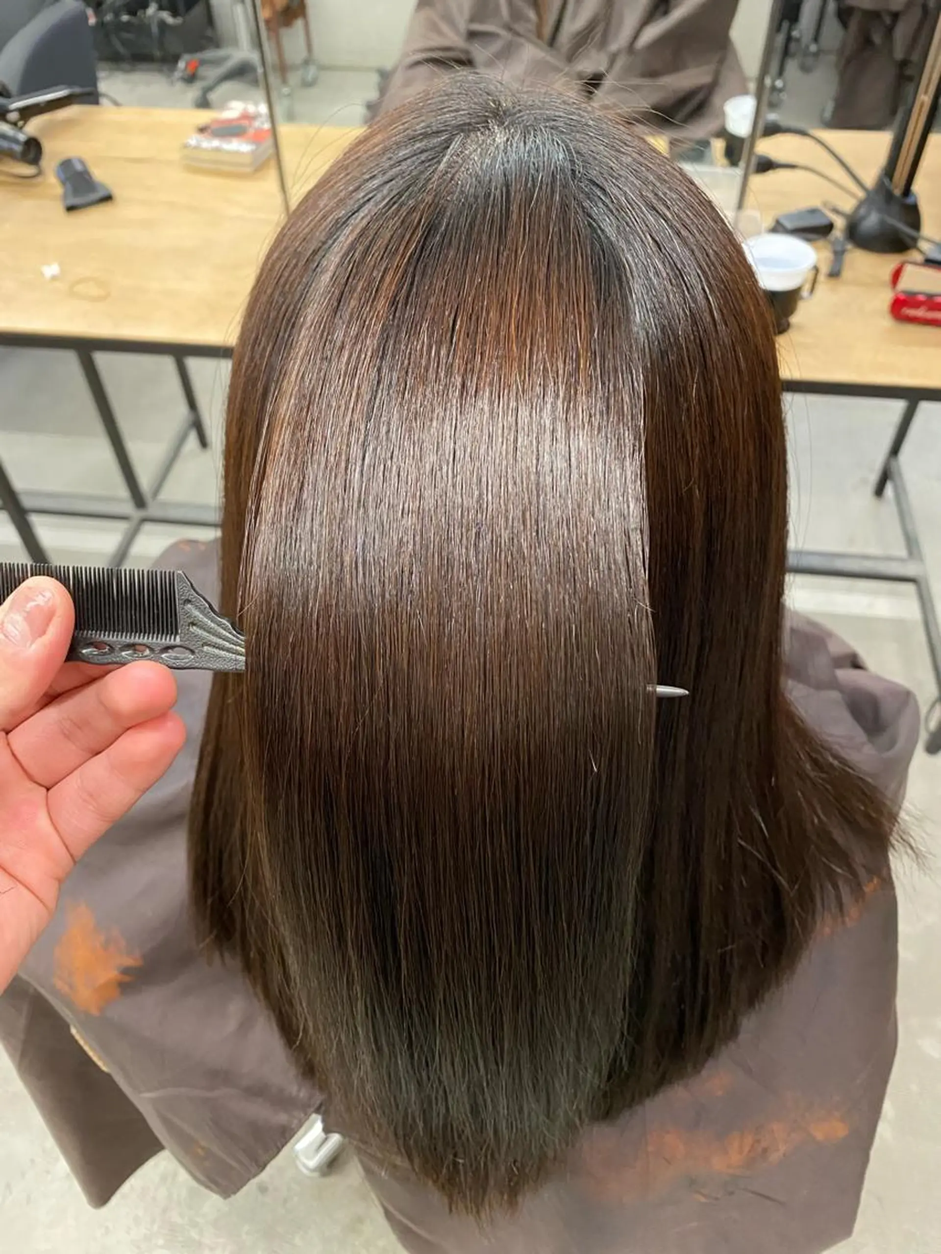 ロング カット 縮毛矯正 髪質改善/艶髪 ミトモリシュウトのヘアスタイル