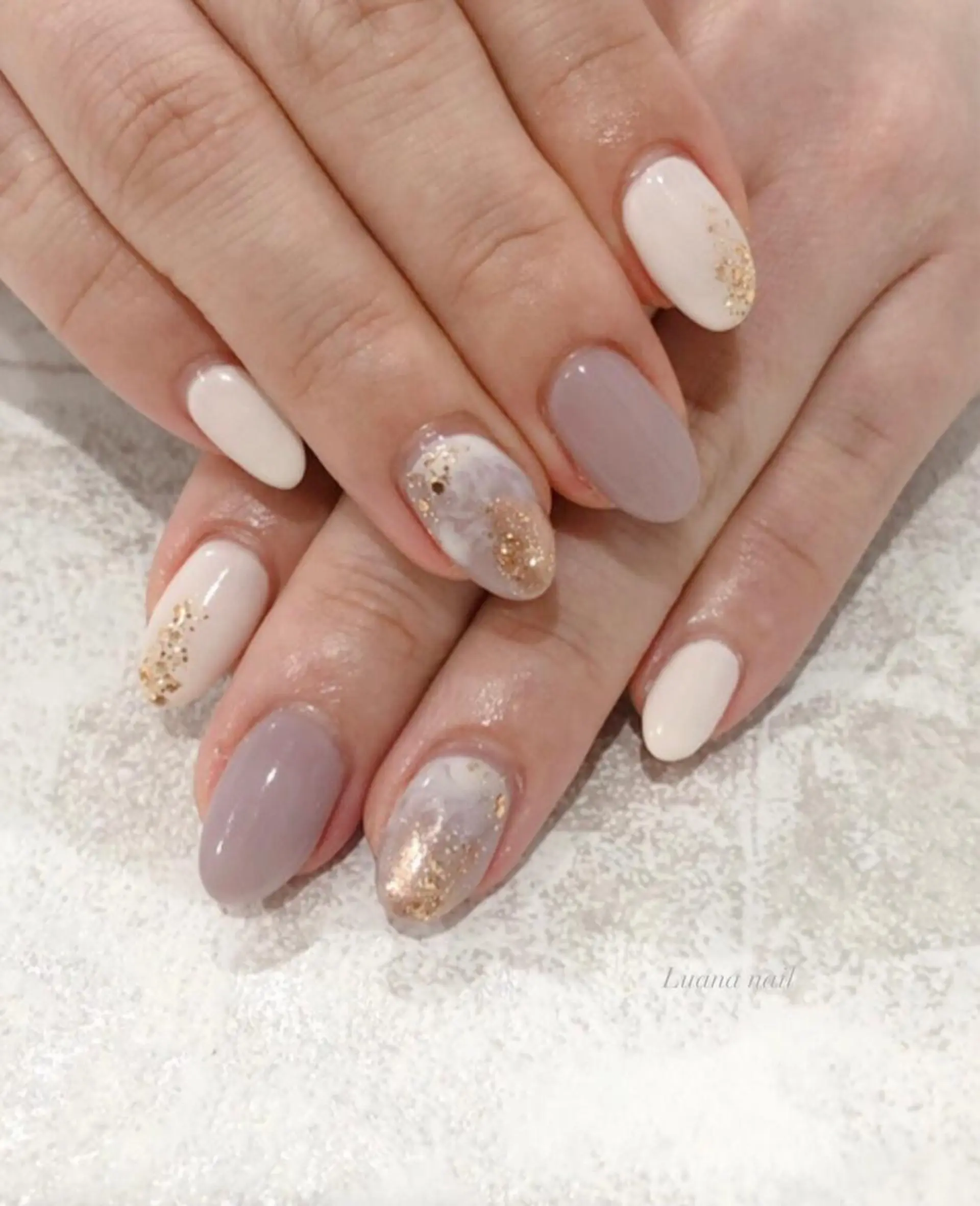 セミロング キッズ ネイル ジェルネイル 大理石ネイル(マーブル) ニュアンスネイル オフィスネイル パラジェル Luana nail (ルアナネイル)のネイルデザイン