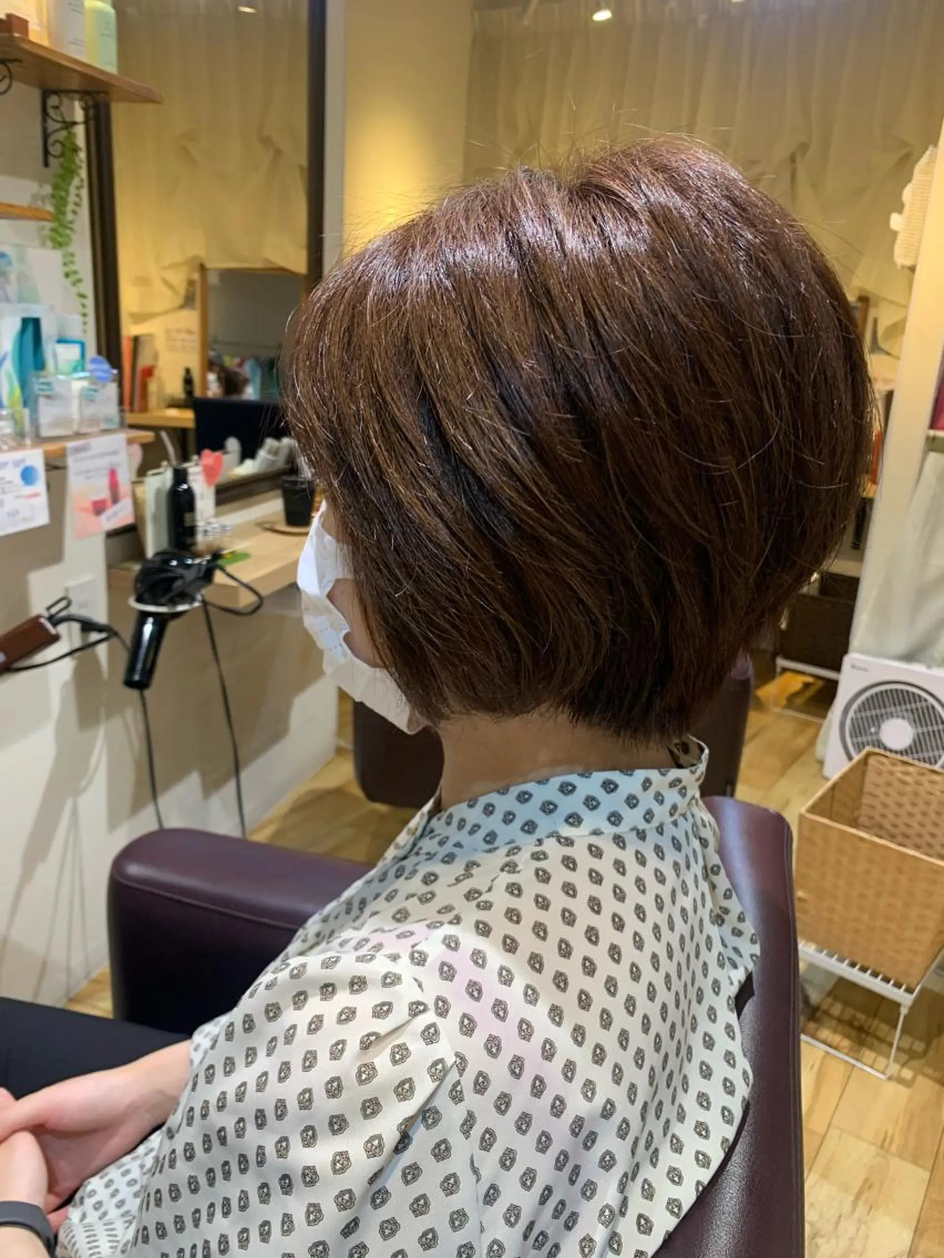 ショート カラー パーマ ヘアアレンジ メンズ キッズ ショートボブ テラコッタ ボブ ショートヘア ストレートパーマ ORGA所属・飯塚 朋代のヘアスタイル