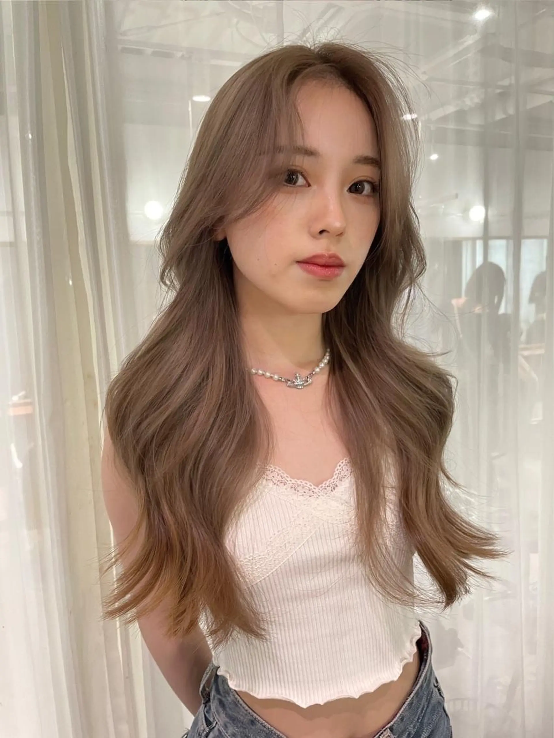 ロング 韓国ネイル🤍 イワサキ　リコ🍒のネイルデザイン