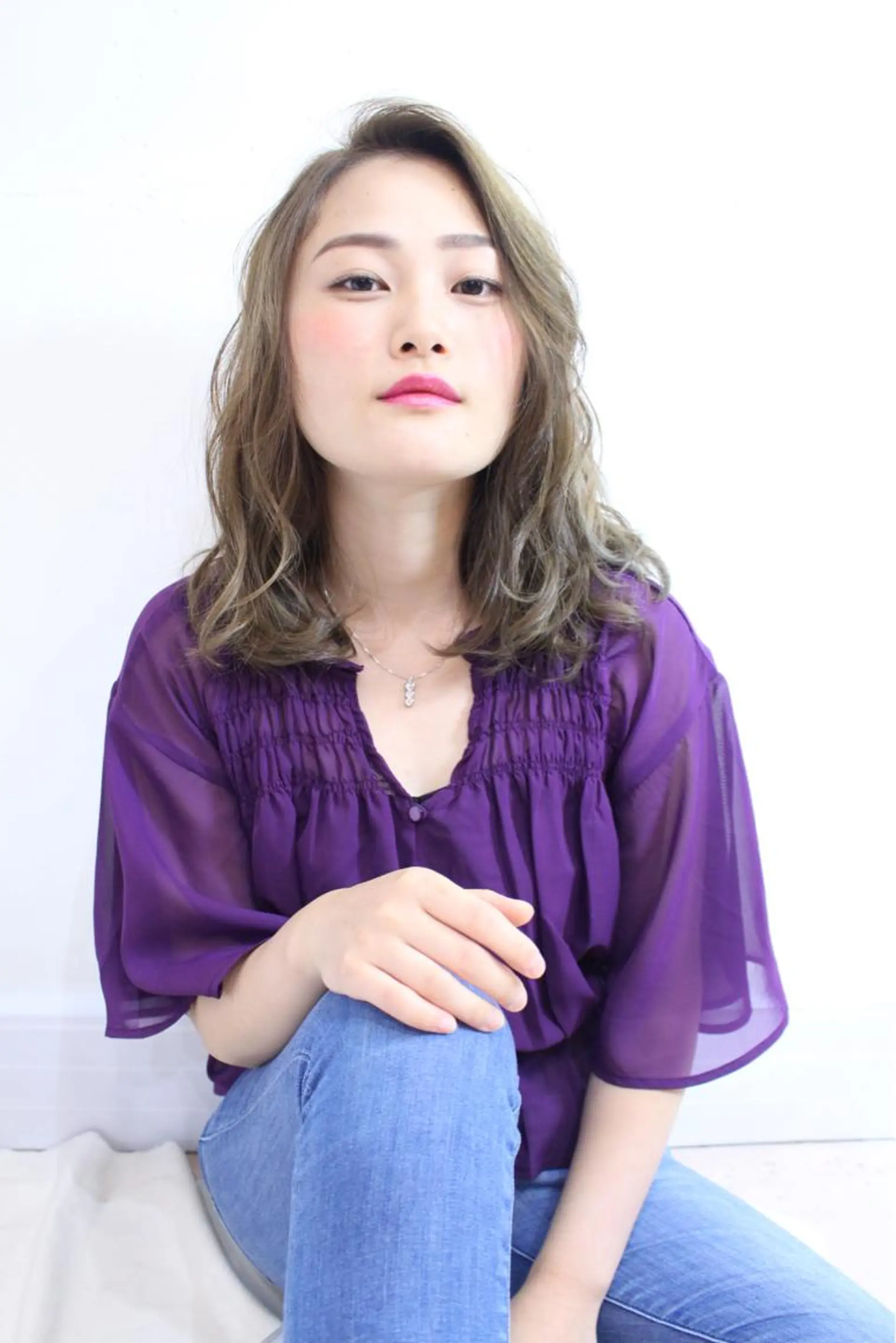 セミロング カラー パーマ Freez狭間 裕美のヘアスタイル