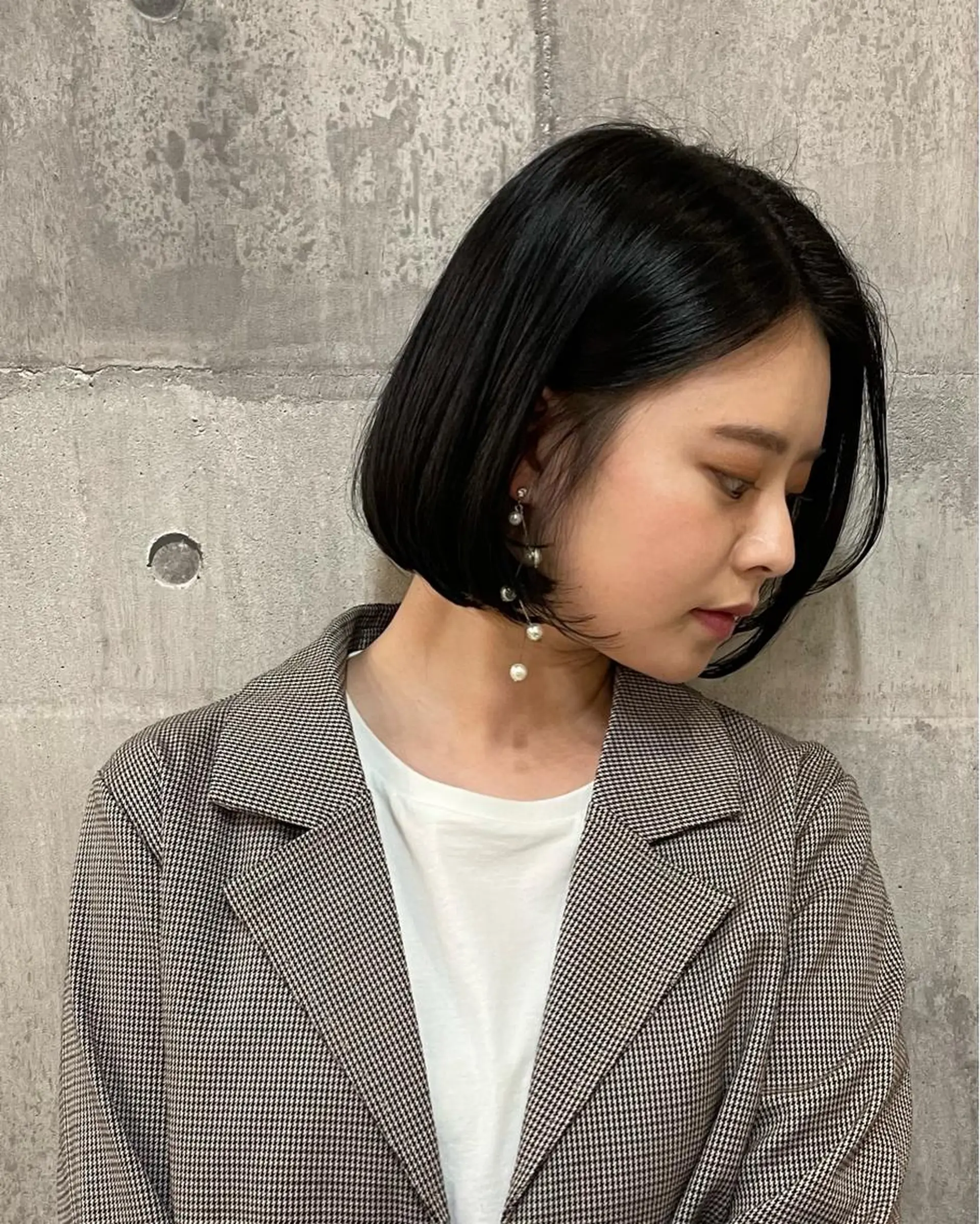 ミディアム カラー ボブ 竹内 春奈のヘアスタイル