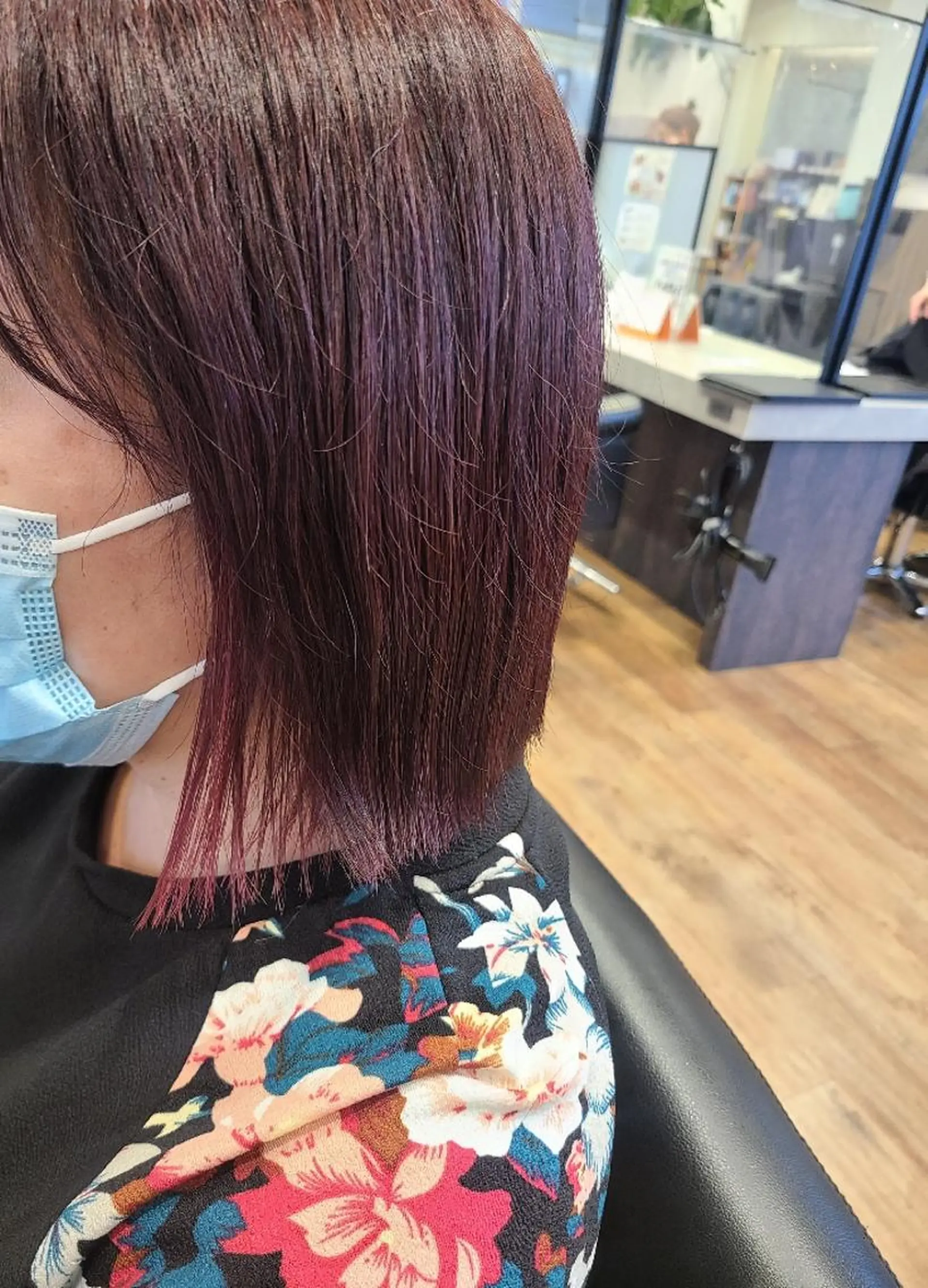 ミディアム カラー レッドカラー カット ヘアカラー トリートメント 関口 友菜のヘアスタイル