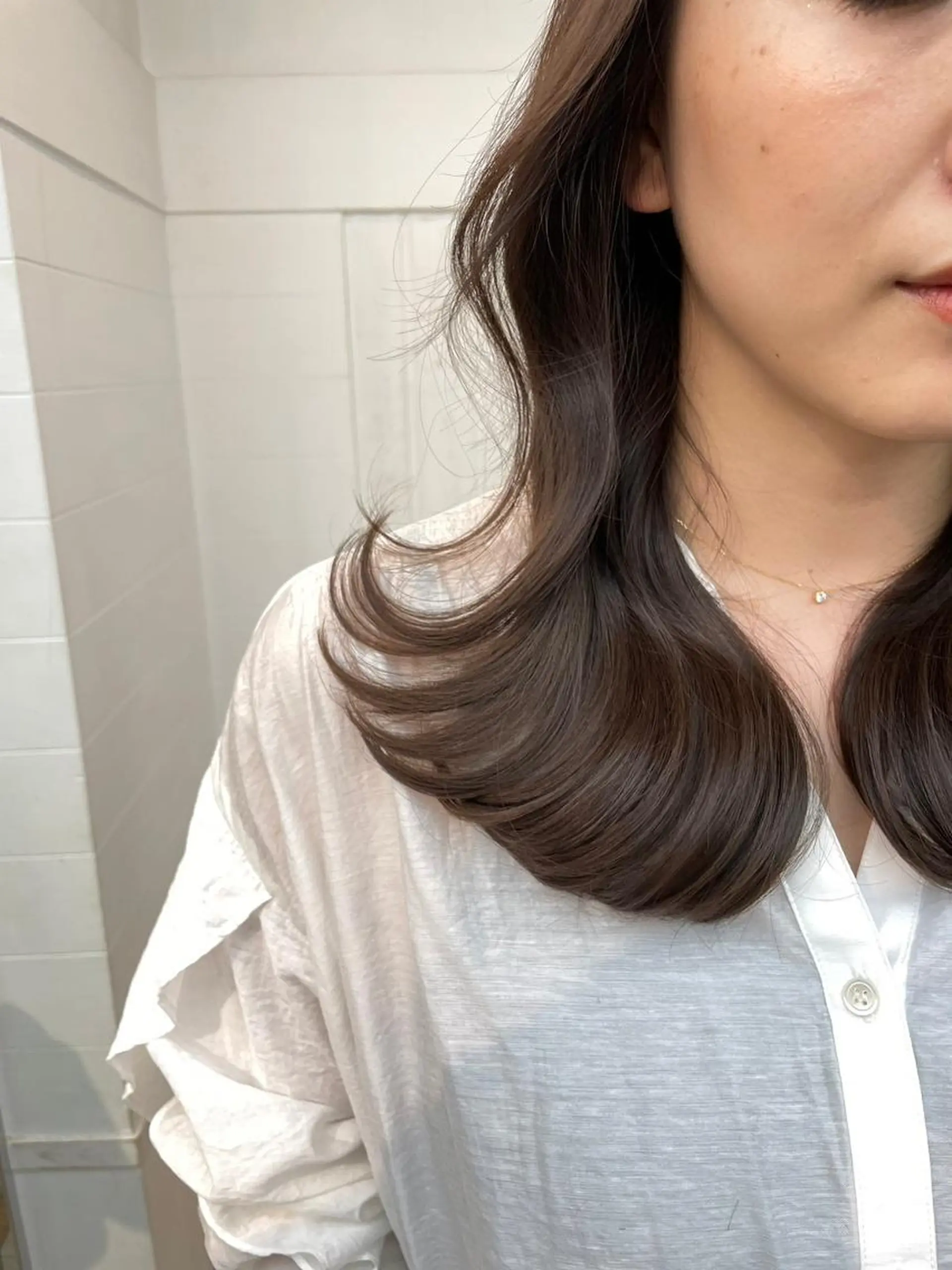 セミロング カラー アディクシーカラー ブリーチ 透明感カラー グレージュ イルミナカラー カット ヘアカラー トリートメント N° anfeel 渋谷🪞🫧のヘアスタイル