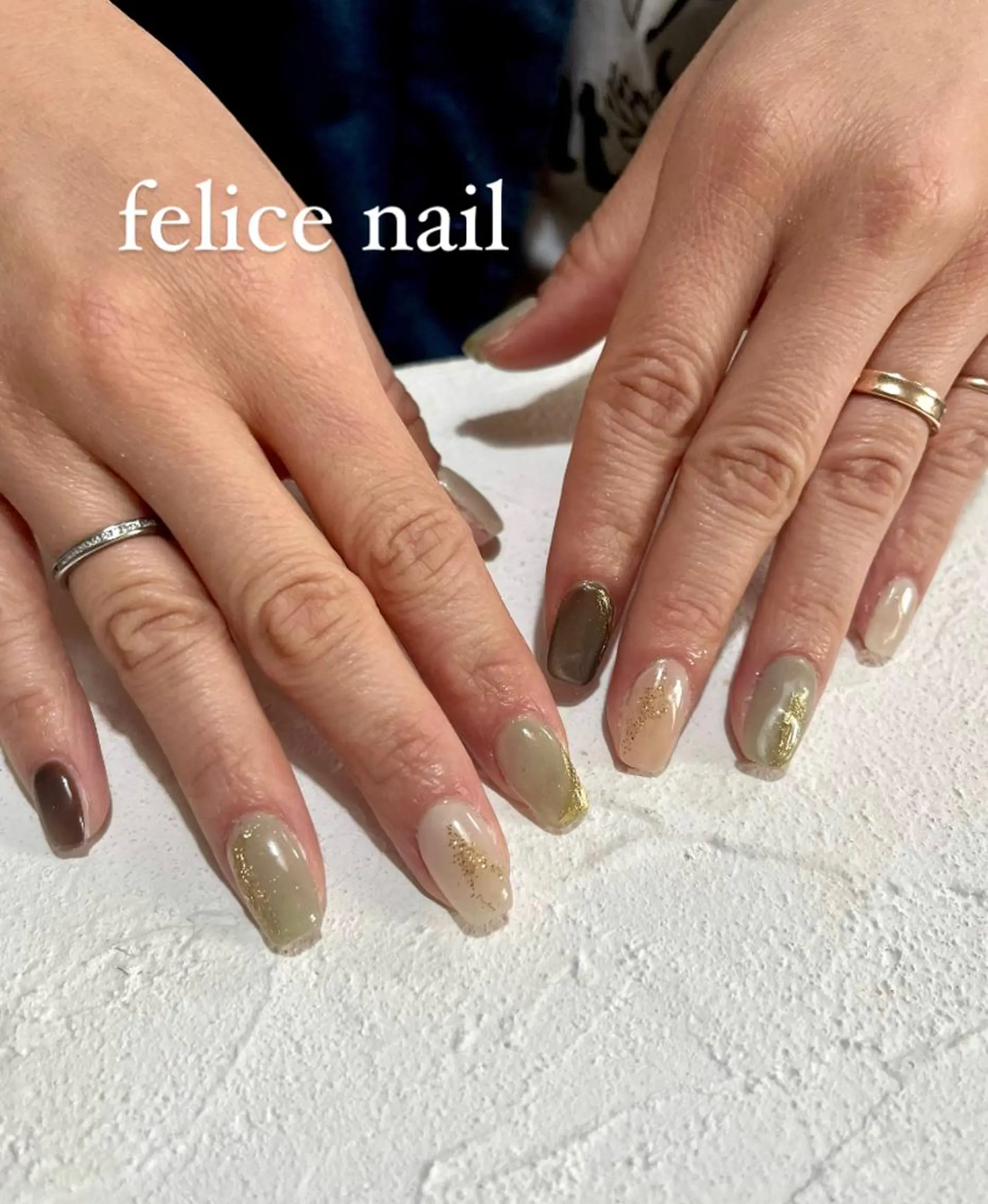 ネイル ブラウン マグネットネイル ニュアンスネイル felice nailのネイルデザイン