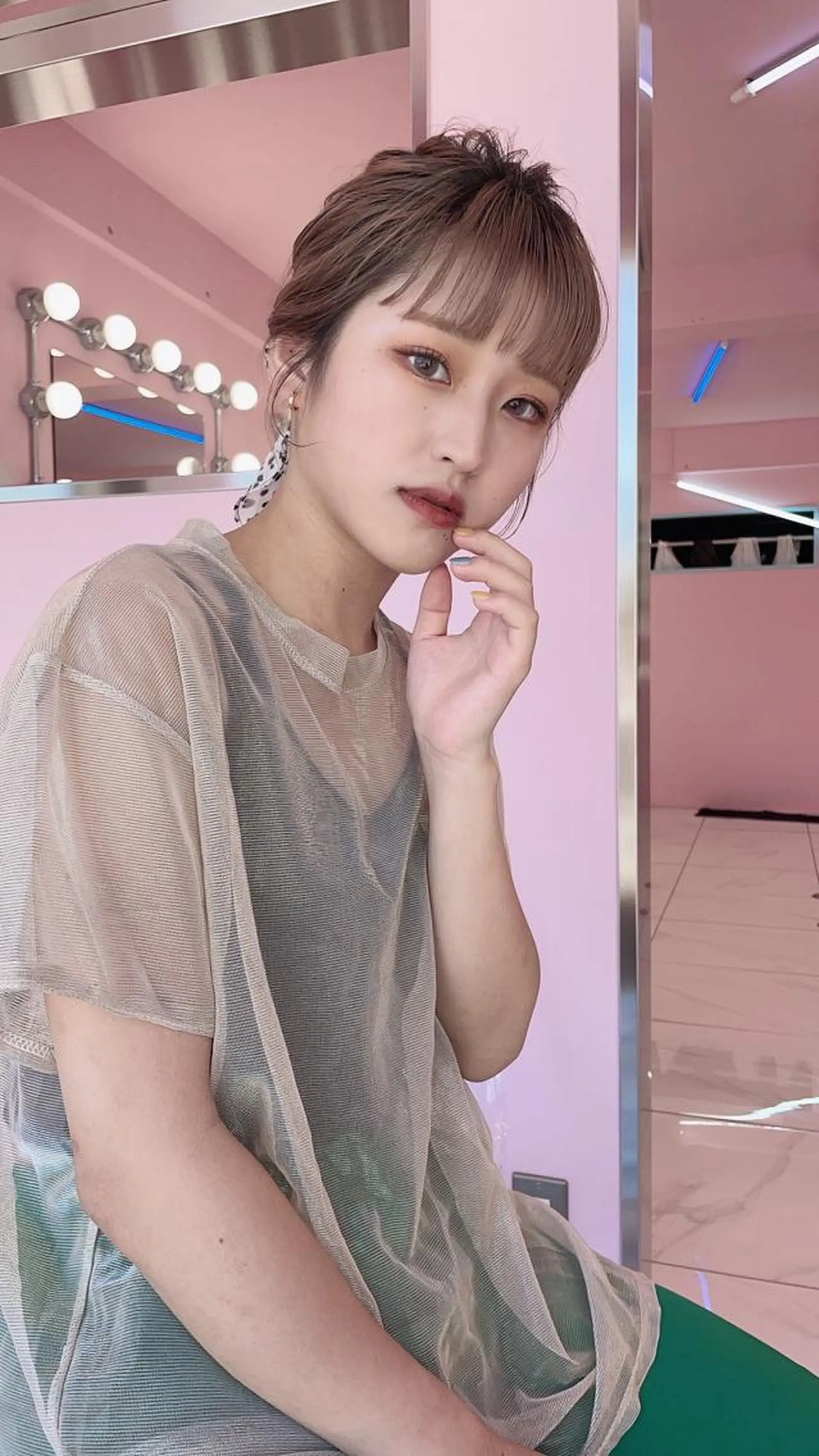 ミディアム カラー ヘアアレンジ ベージュカラー 心斎橋/ブリーチ minamiのヘアスタイル