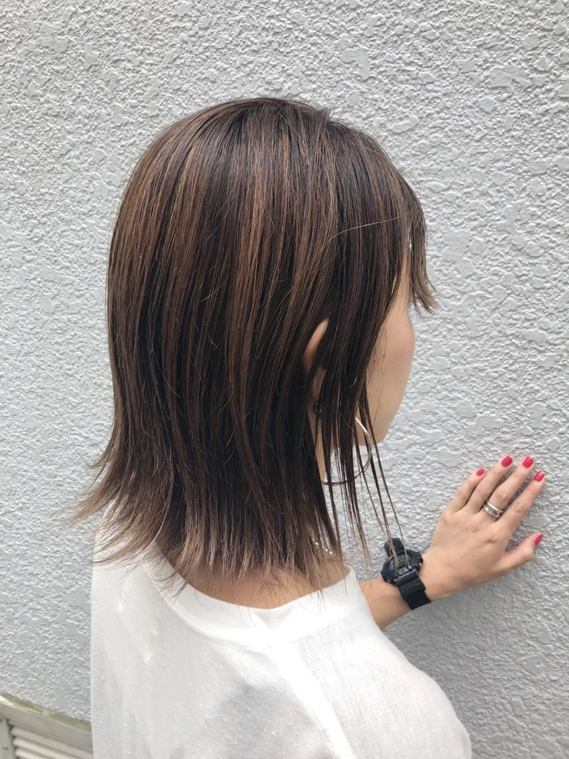 ミディアム カラー パーマ ヘアアレンジ ハイライトカラー ハイライト 脱白髪染め特化GBG 自由が丘所属・【白髪ぼかし 専門GBG】自由が丘のヘアスタイル