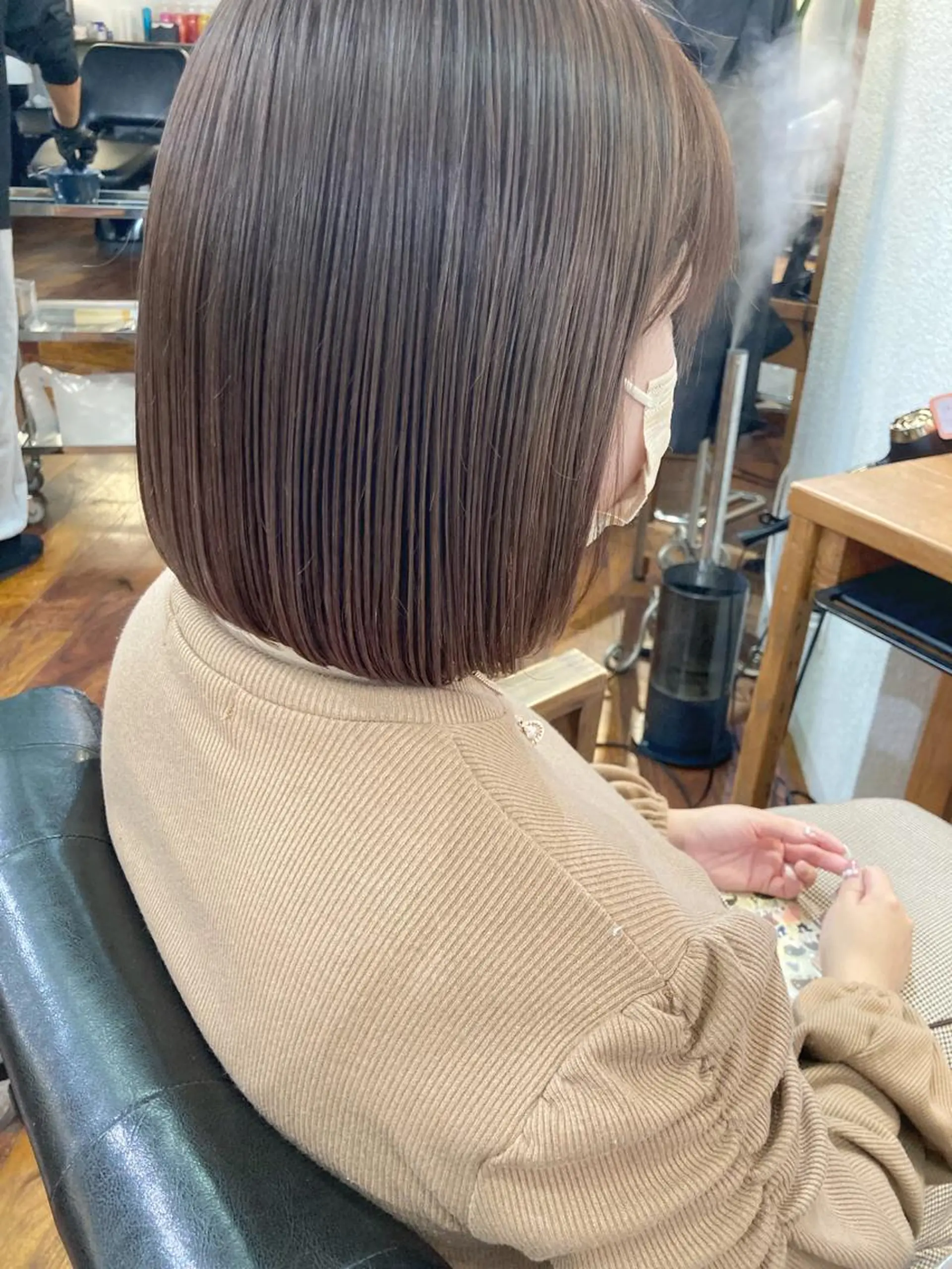 ミディアム カラー 透明感カラー カット 縮毛矯正 小木曽智美 /ボブ/ショートのヘアスタイル