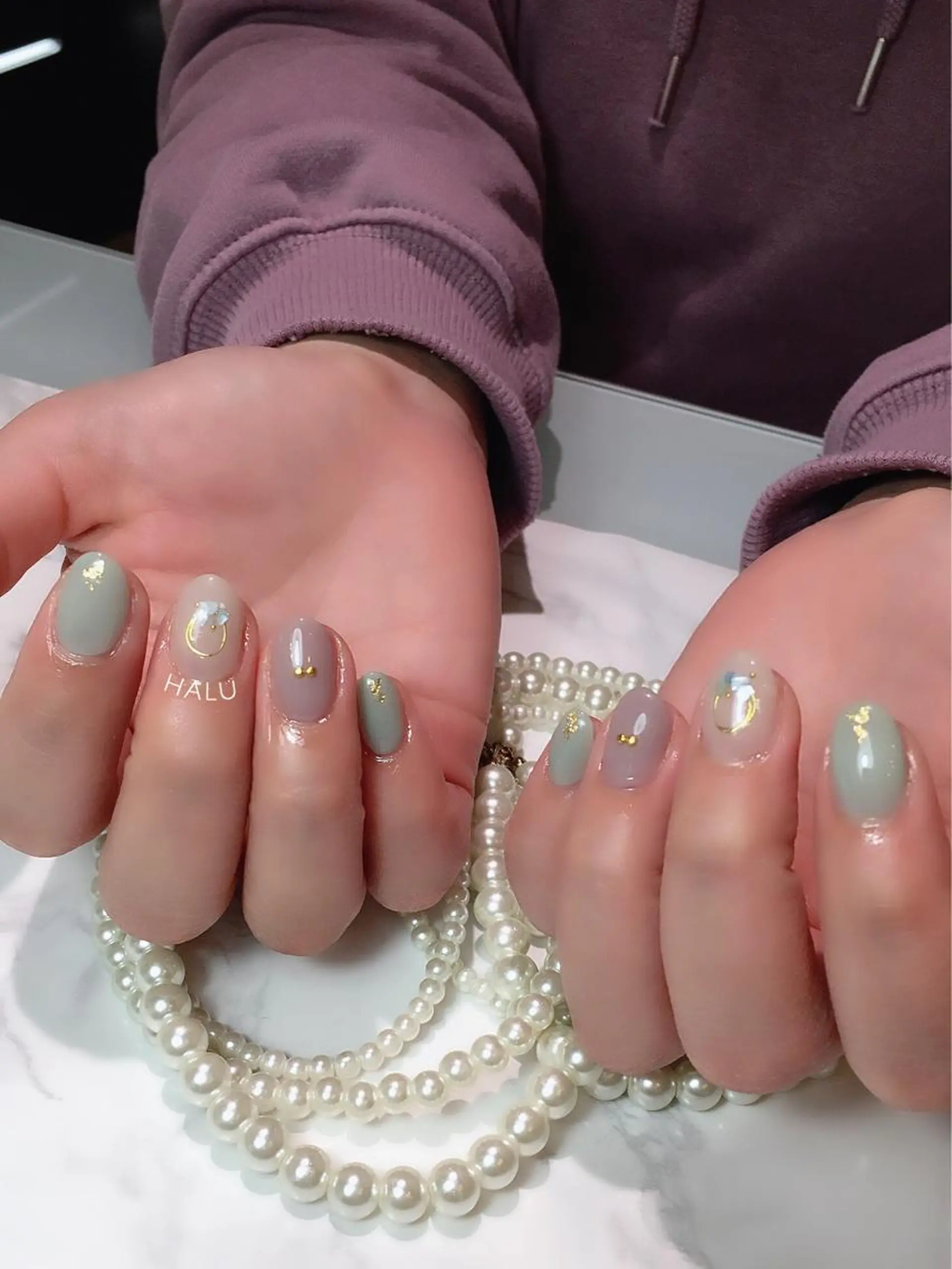 ネイル グリーン 春ネイル HALU ハルのネイルデザイン