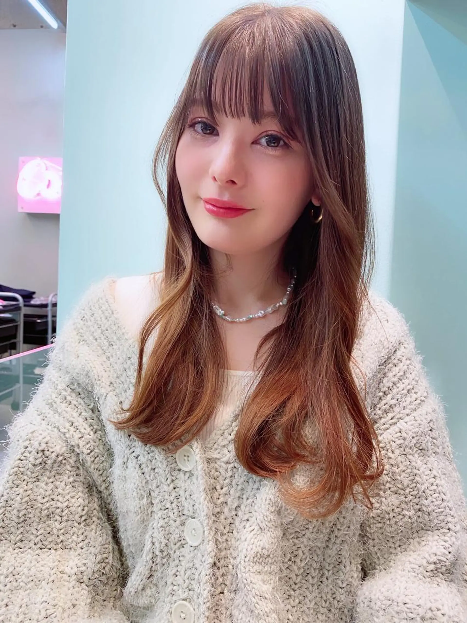 ロング カラー カット ヘアカラー トリートメント 岡野 静華のヘアスタイル