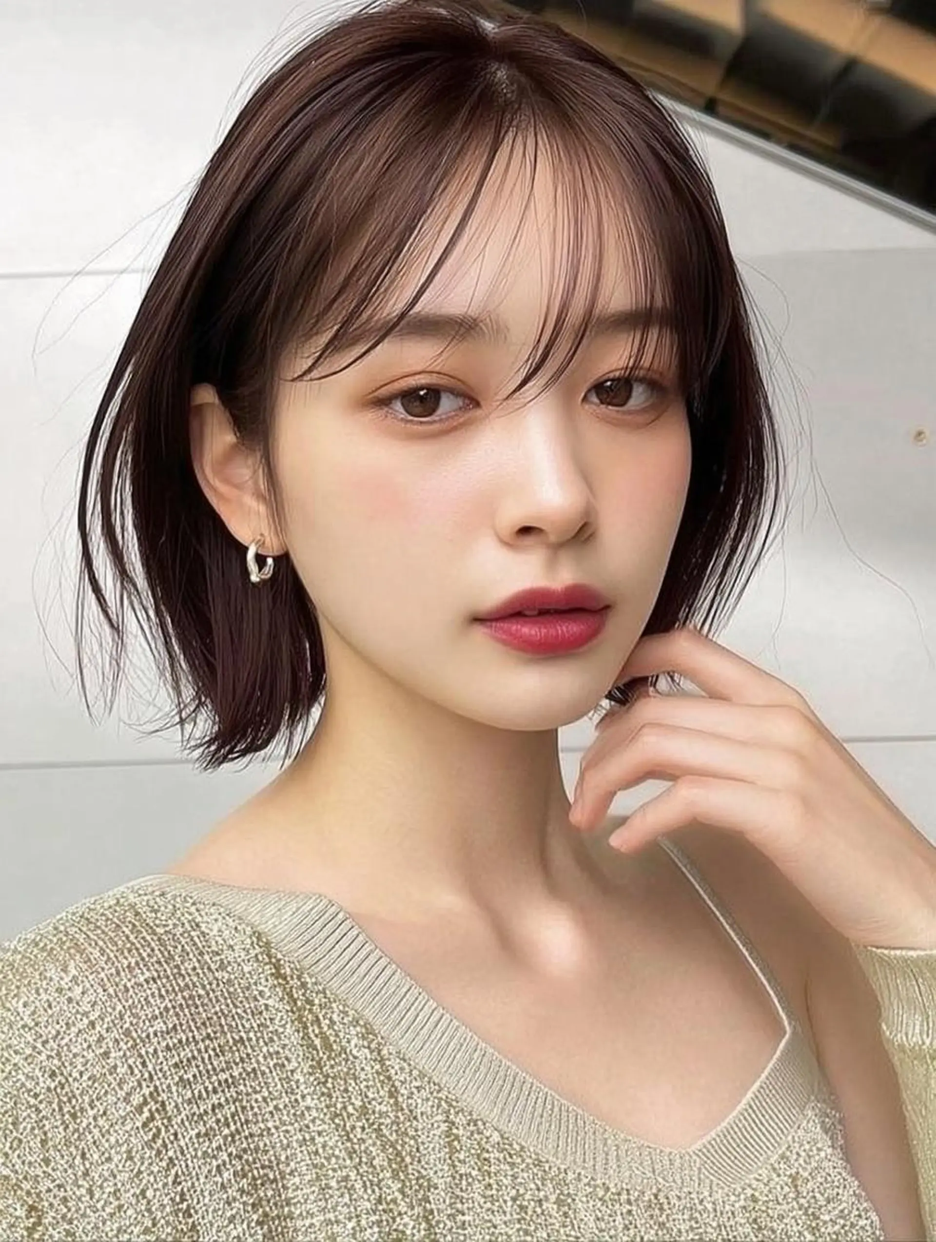 ショート ヘアアレンジ 髪質改善 韓国風ヘア レイヤーカット 似合わせカット シースルーバング カット ヘアカラー Ayumu /京都／西院のヘアスタイル