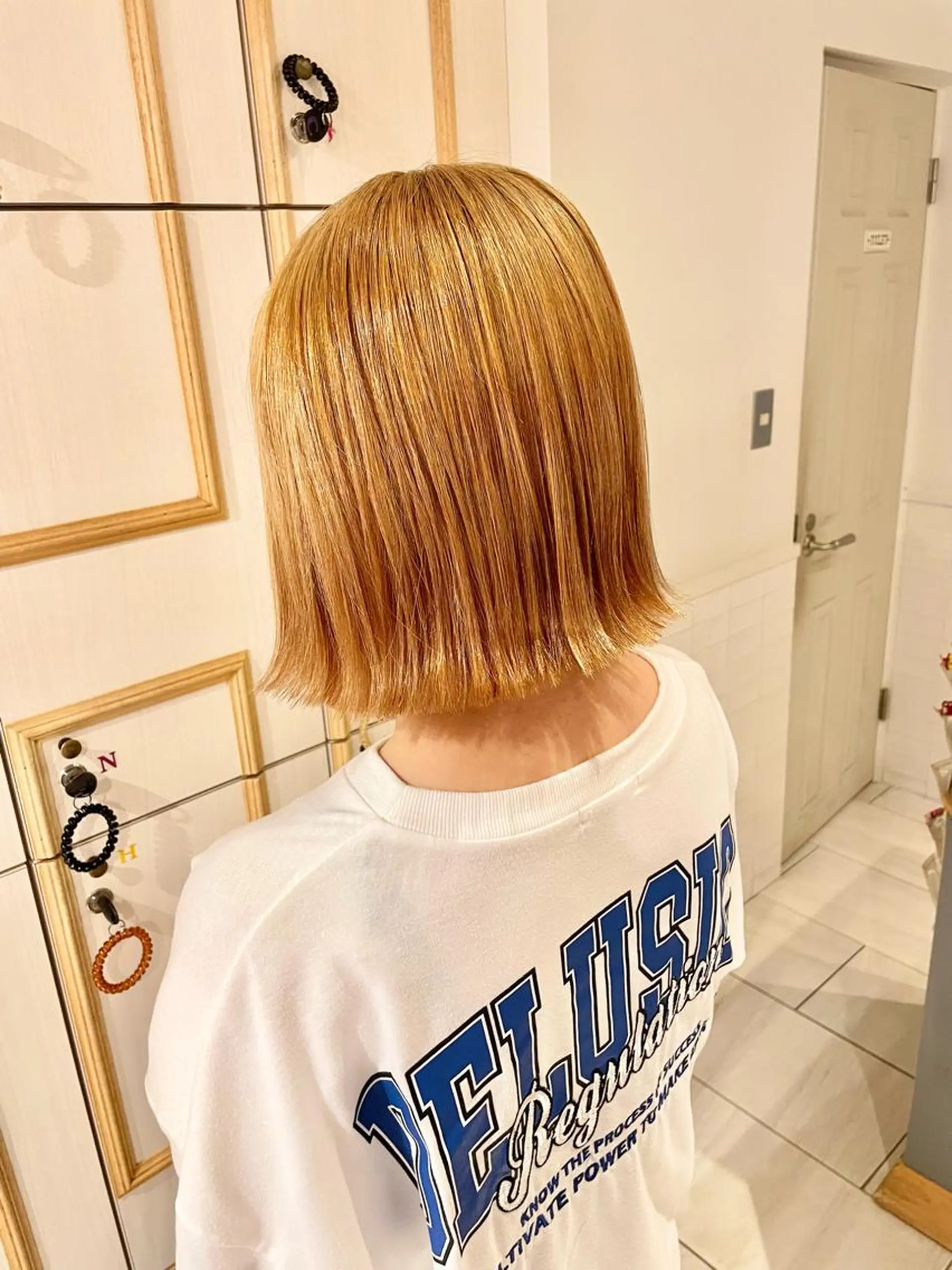 セミロング カラー ヘアアレンジ ハイトーンピンク🍑 ブリーチ🍑RINAのヘアスタイル