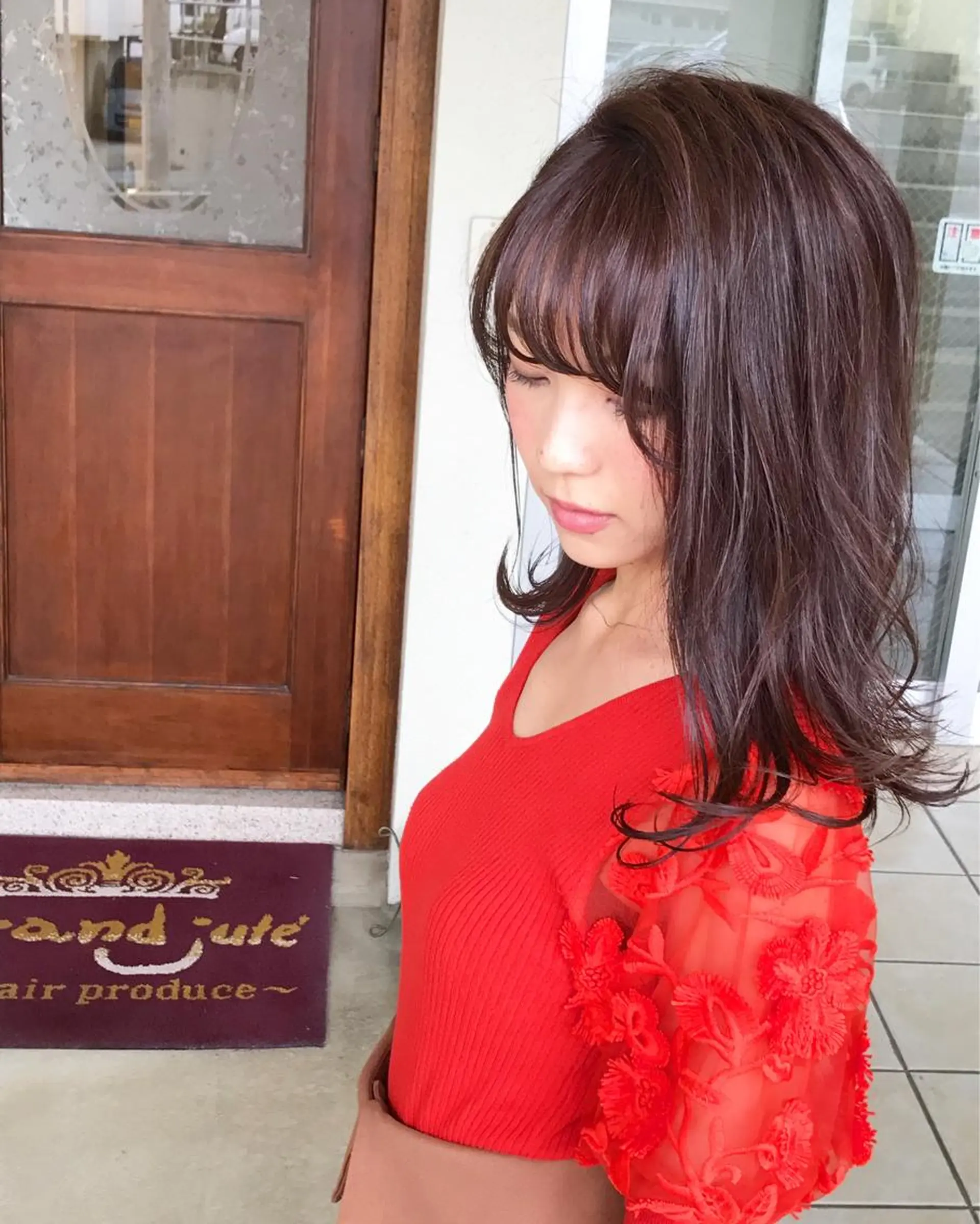 ミディアム カラー グレージュ ラベンダーカラー ラベンダーグレージュ ラベンダーグレー カット ヘアカラー grand juteのヘアスタイル