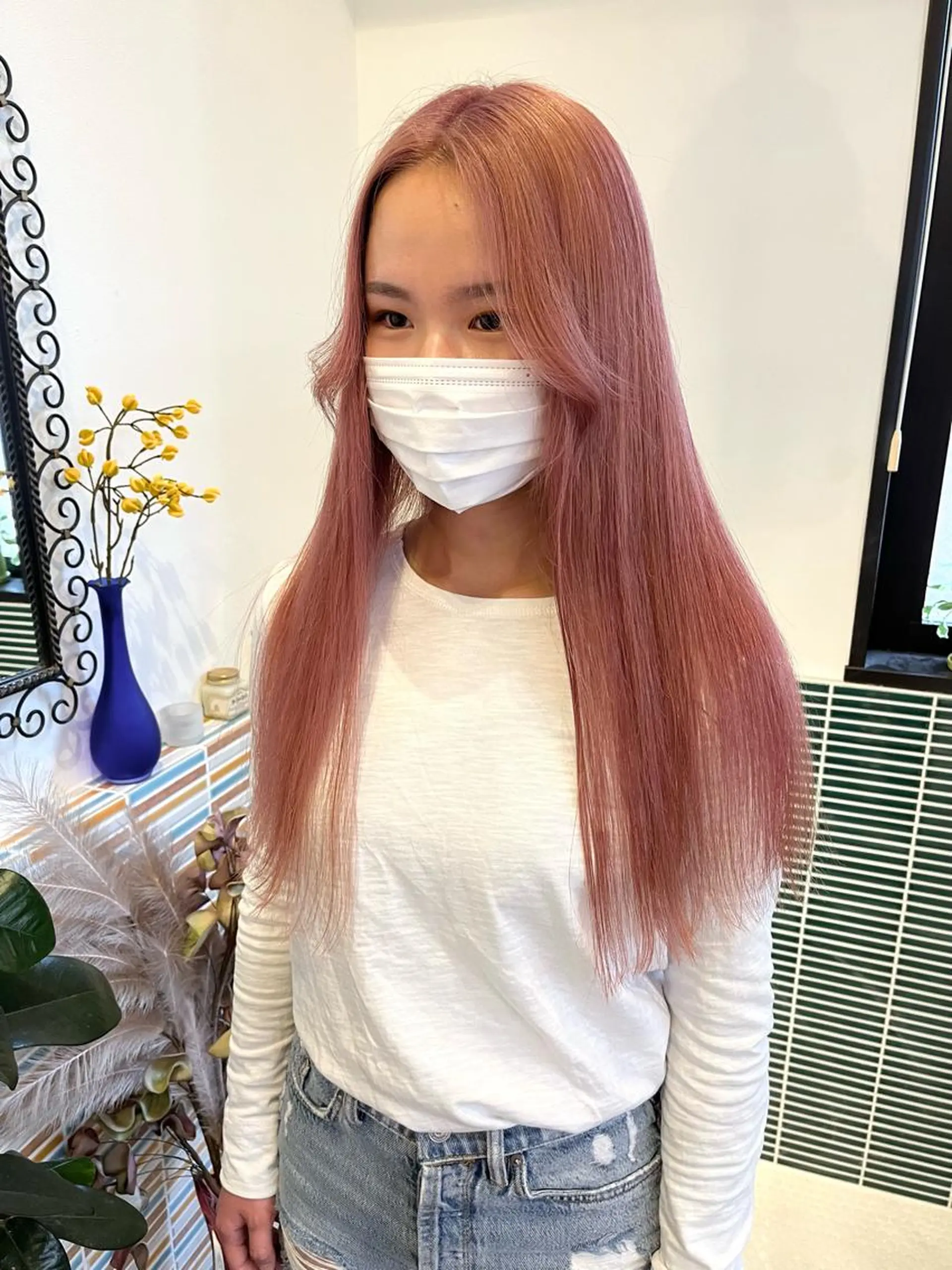 ロング カラー ベージュカラー ブリーチ ピンクカラー ピンクベージュ ヘアカラー トリートメント 🩷ハイトーン透明感 レイヤー🩷ユリカのヘアスタイル