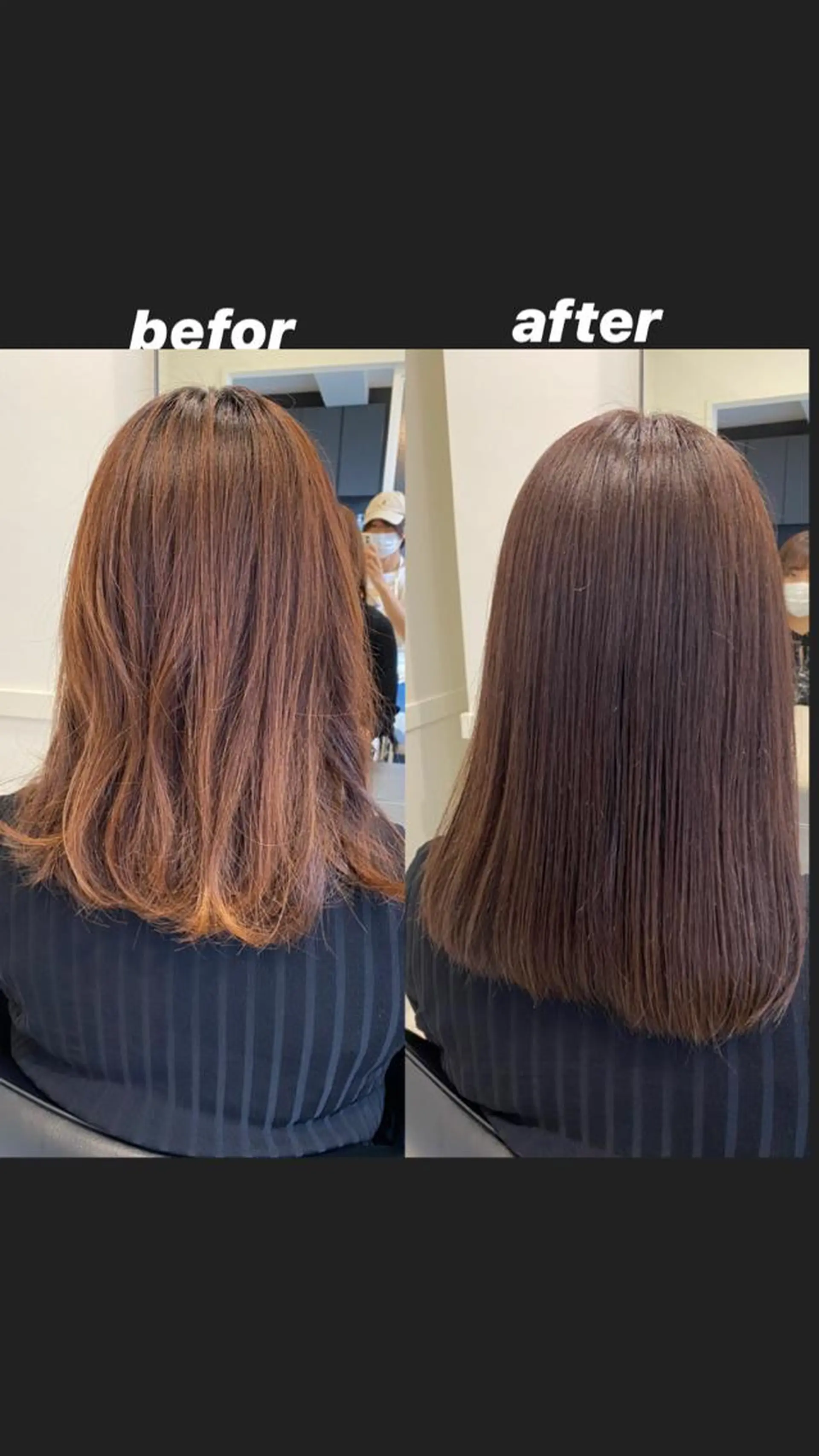 ミディアム カラー トリートメント ブリーチ縮毛矯正 ／髪質改善／KEIのヘアスタイル