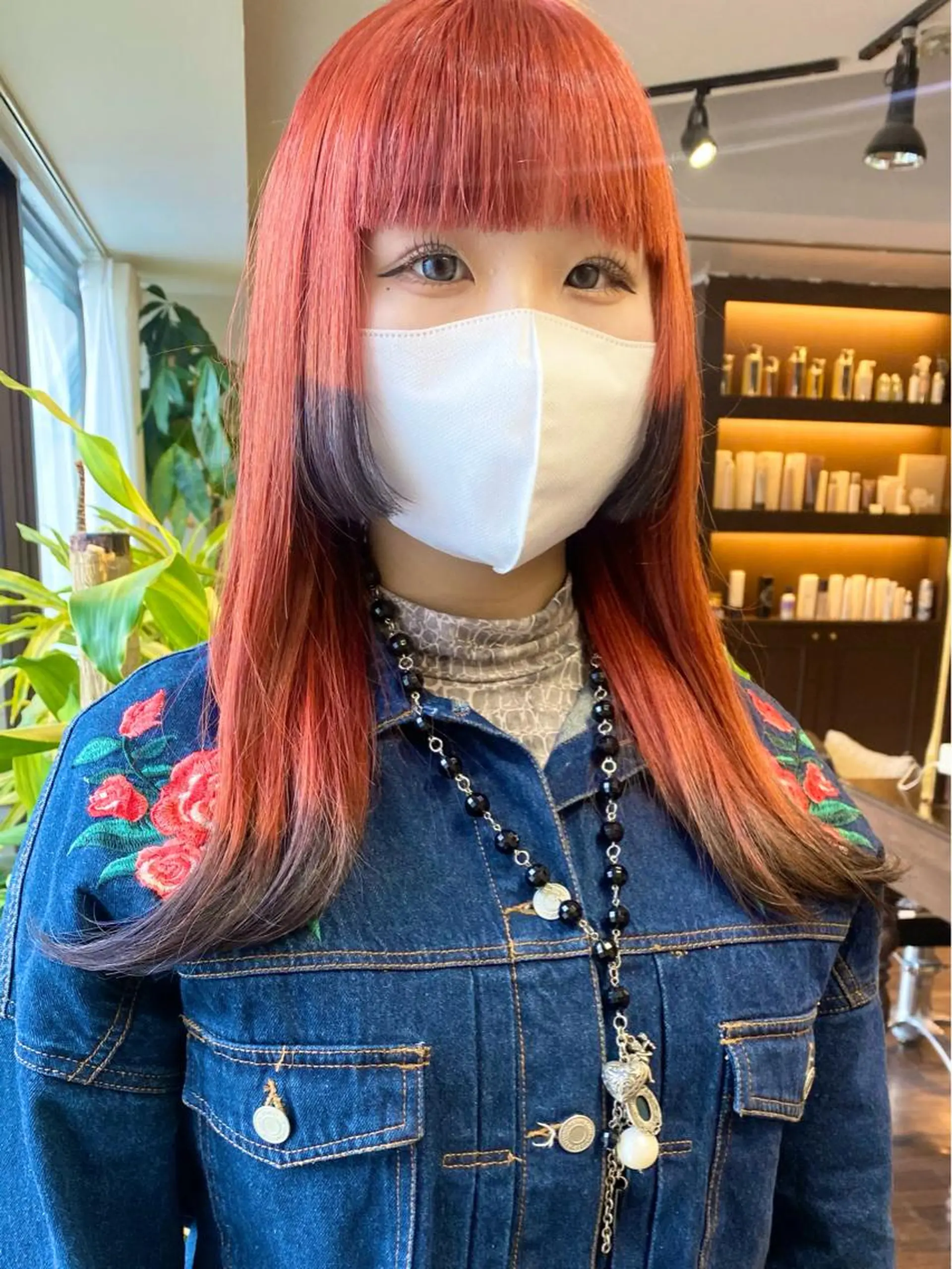 セミロング カラー ヘアアレンジ レッドカラー 姫カット 韓国風ヘア レイヤーカット カット ヘアカラー トリートメント 韓国ヘア×髪質 改善🇰🇷シオリのヘアスタイル