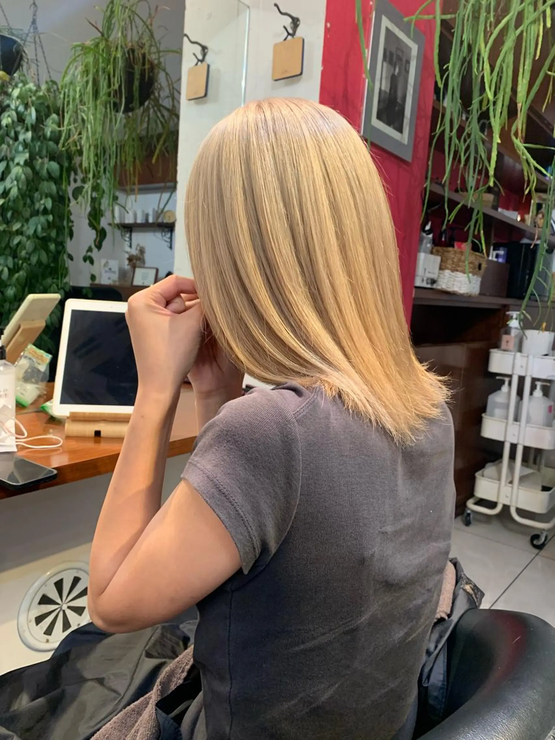 ショート カラー ベージュカラー ブリーチ ブロンド ケアブリーチ ホワイトブロンド 柔らかブラウン/顔周 りレイヤー♡ユウシのヘアスタイル