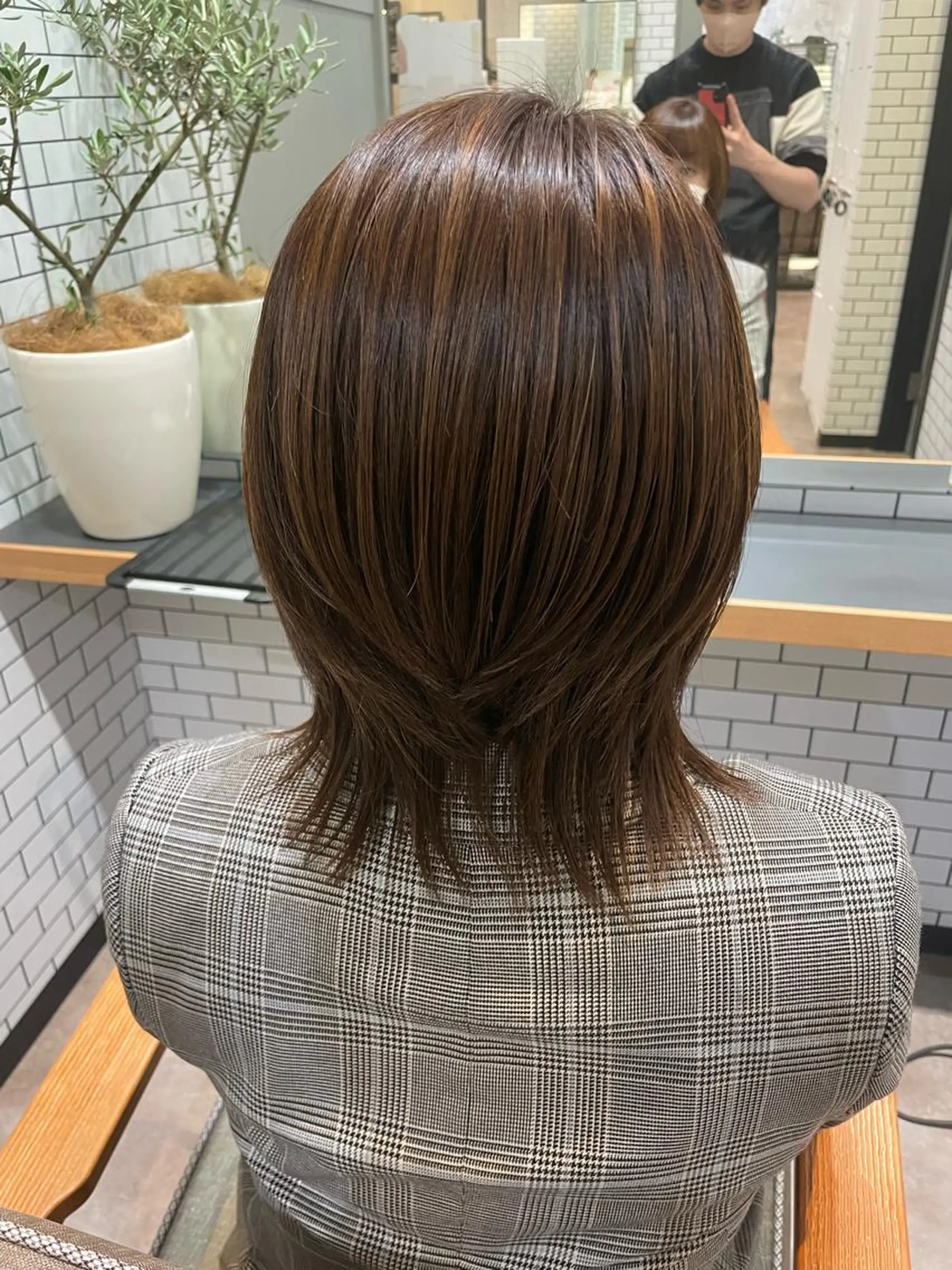 ミディアム ミディアムパーマ ボブ ハイライト 髪質改善 韓国風ヘア ✨ハイトーン✨ダブル カラー✨シバサキのヘアスタイル