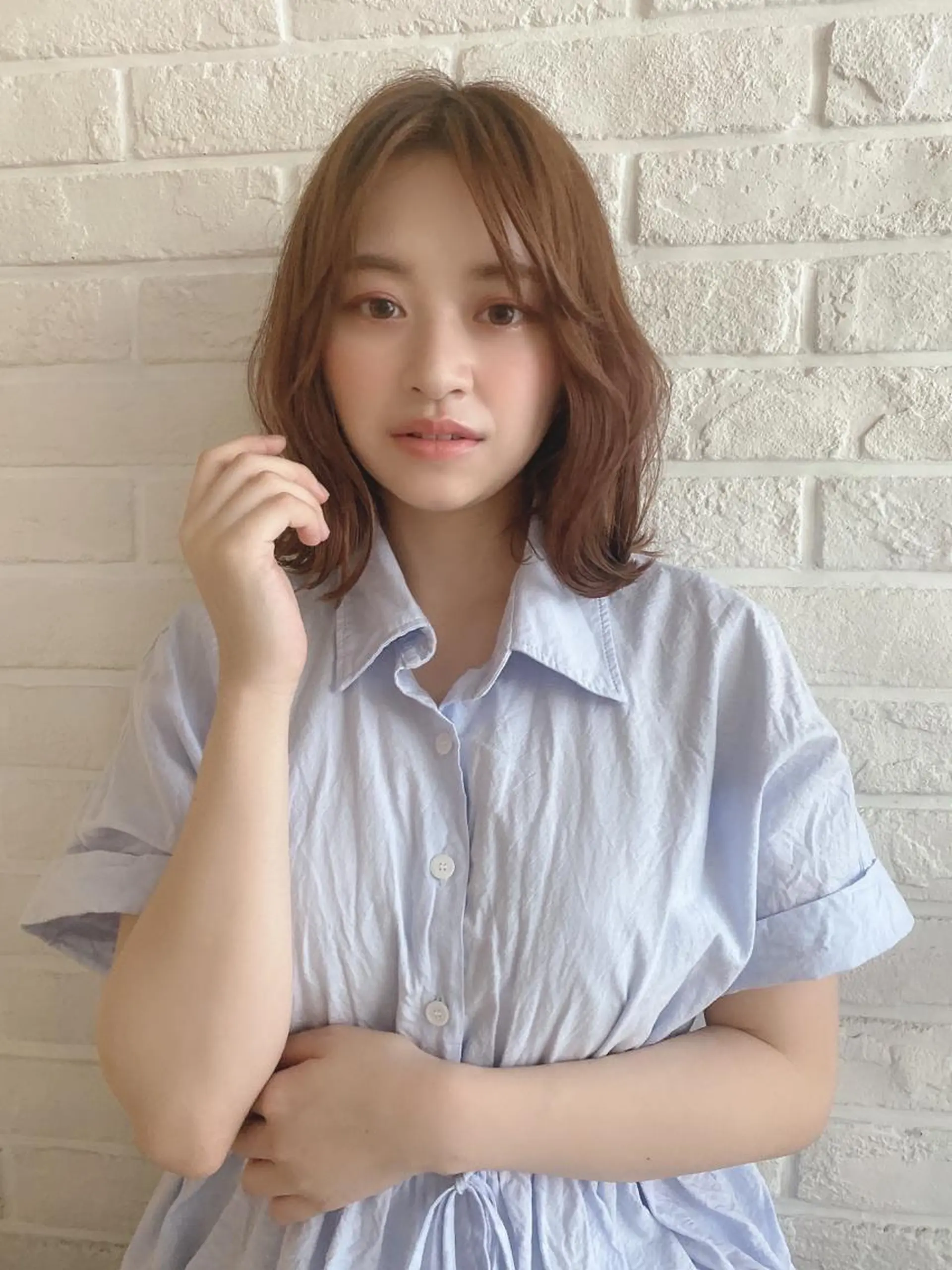 ミディアム カット ヘアカラー なりたいが叶う ながしまじゅんきのヘアスタイル