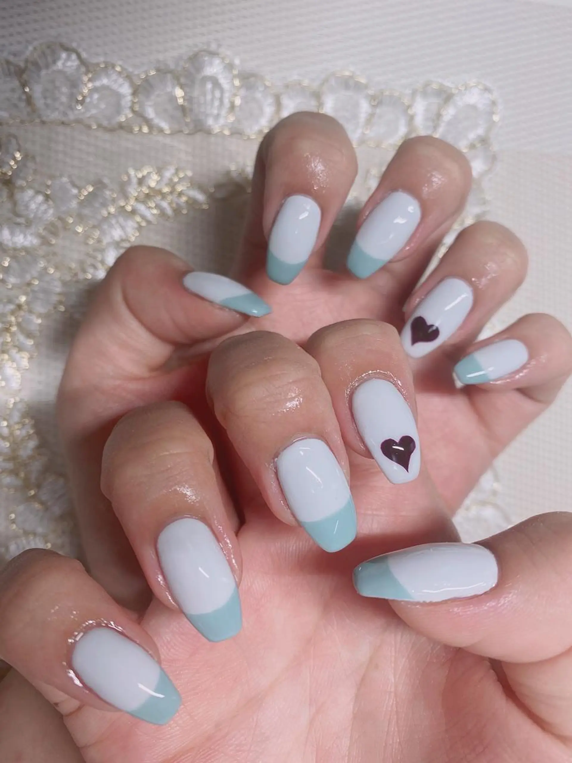 ネイル アートネイル フレンチネイル グリーン Jasmine nailsalon所属・ジャスミン ネイルサロンのネイルデザイン