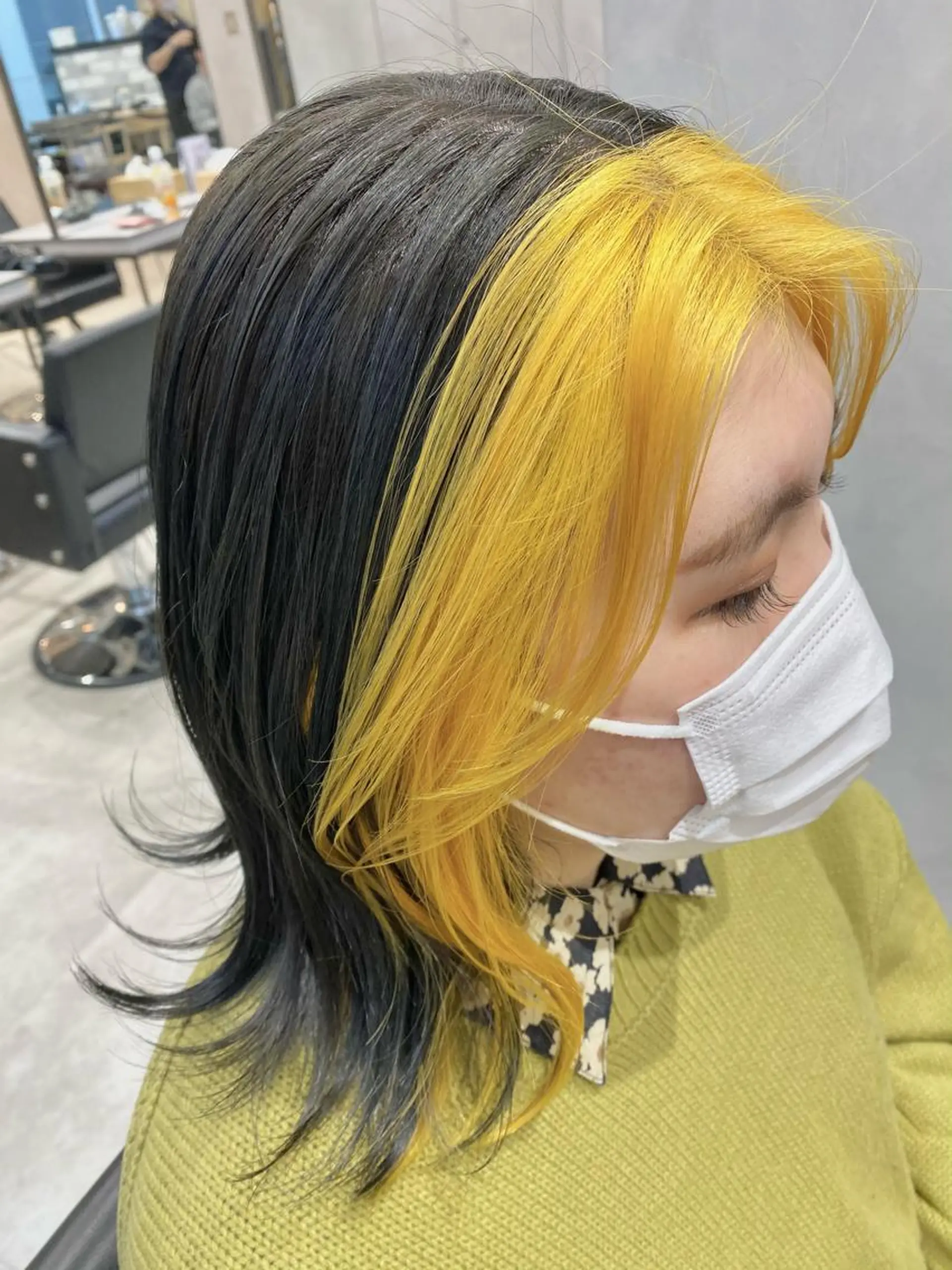 ミディアム カラー ミストバング  フェイスフレーミング カット ヘアカラー ピンク/ベージュ /似合わせ/田島百華のヘアスタイル