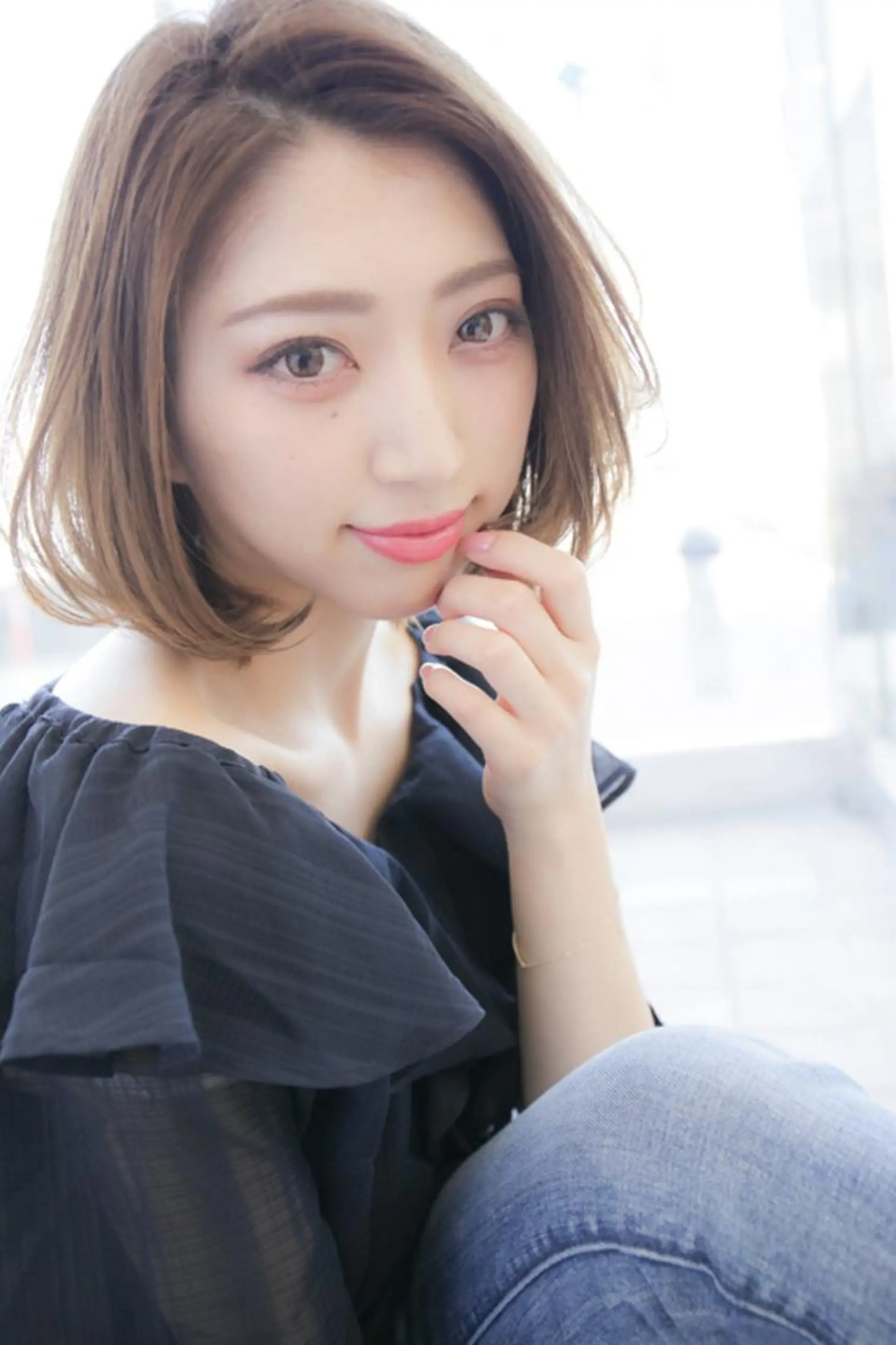 ミディアム カラー パーマ マツエク・マツパ イルミナカラー 髪質改善ayame 横山諒のヘアスタイル