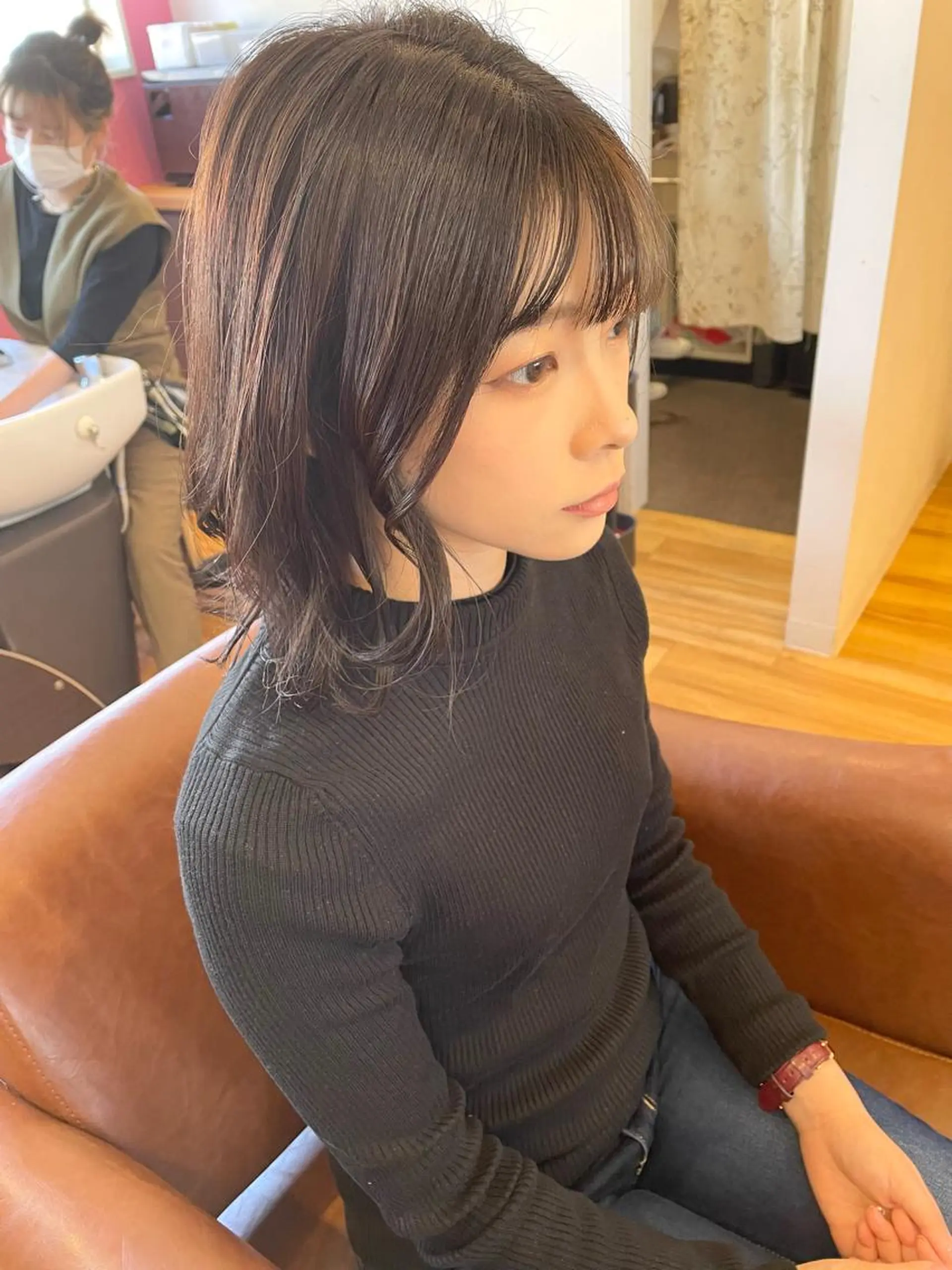 ミディアム カラー レイヤーカット 小顔カット カット ヘアカラー トリートメント ヘッドスパ 北九州美容室 🕊️わかな✂︎のヘアスタイル