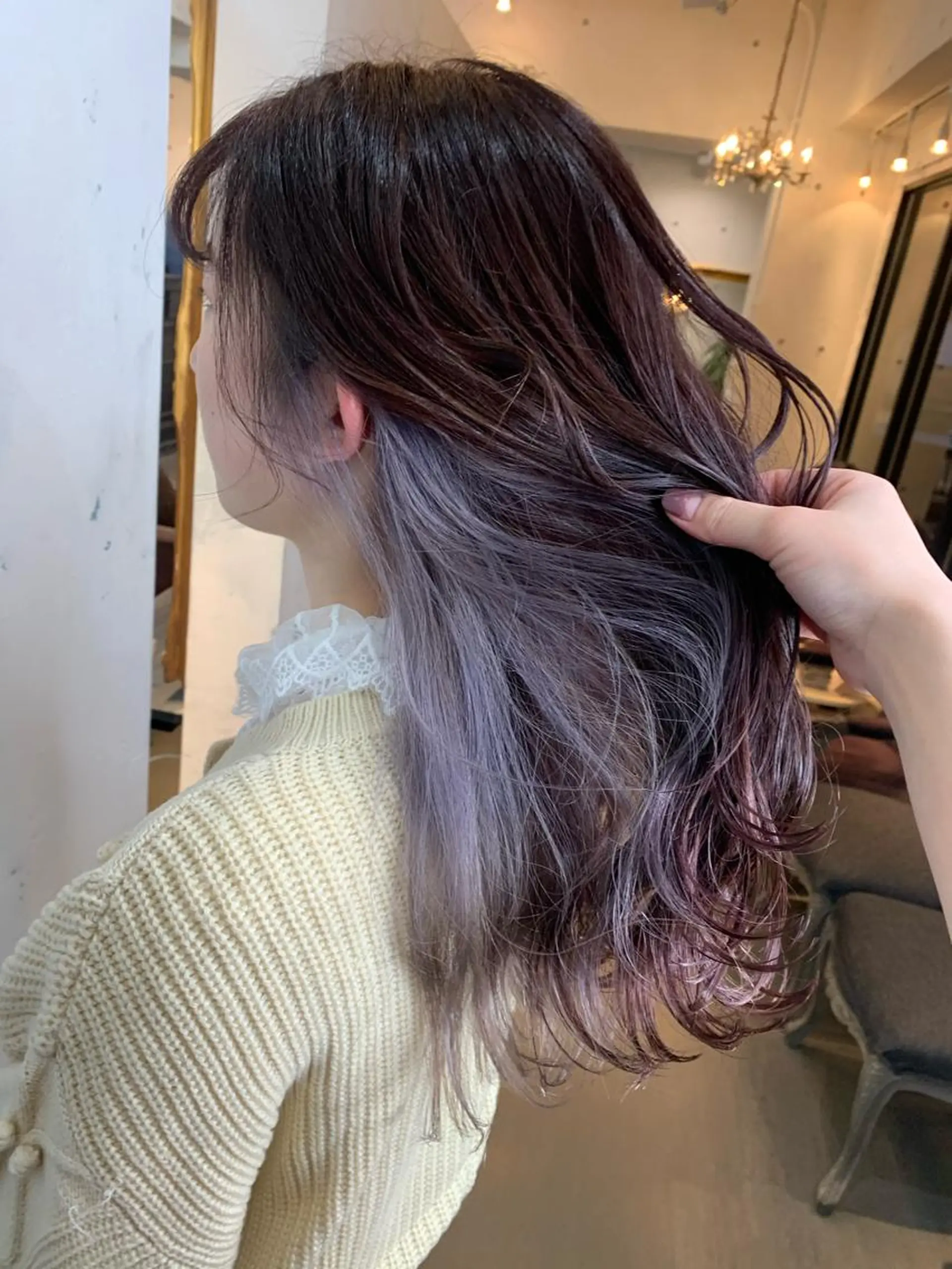 ロング カラー ラベンダーカラー ラベンダーグレー パープルカラー ヘアカラー トリートメント 🍑艶髪✖️暖色系 ✨momoka🍑のヘアスタイル