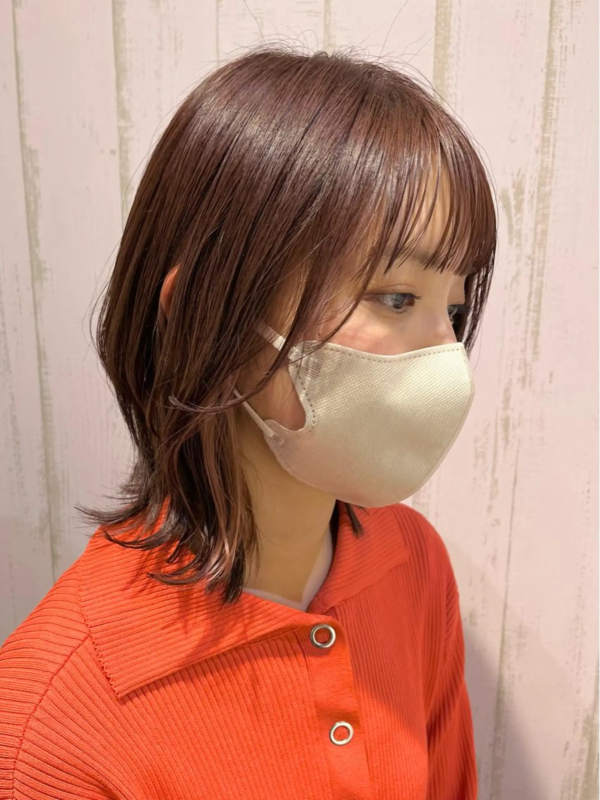 ミディアム カラー ベージュカラー イヤリングカラー ピンクカラー ピンクベージュ ボブ 髪質改善カラー☆ ヘアアレンジmiyuのヘアスタイル