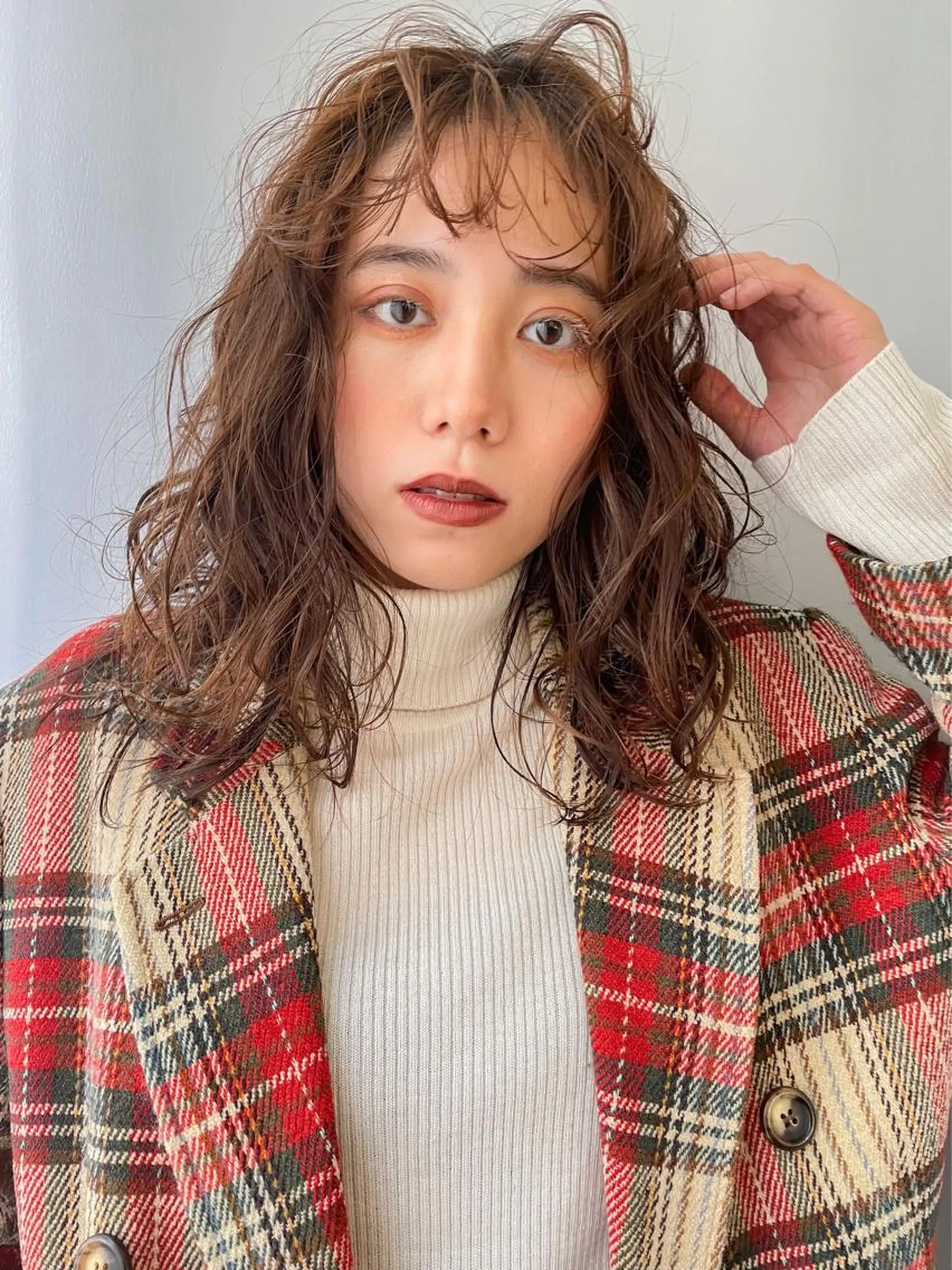 ミディアム パーマ クリスマス ボブ ブリーチ/miinaのヘアスタイル