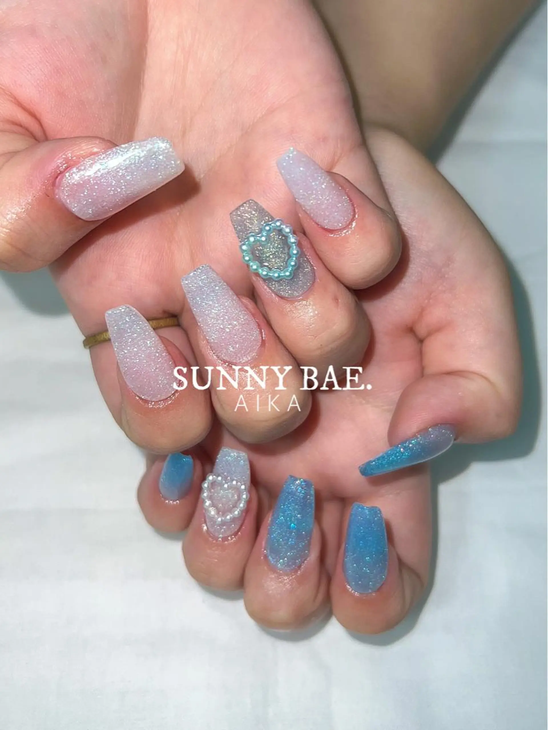 ロング ネイル ロング アートネイル キラキラネイル ロングネイル スカルプネイル SUNNY BAE.所属・Made By AIKAのネイルデザイン