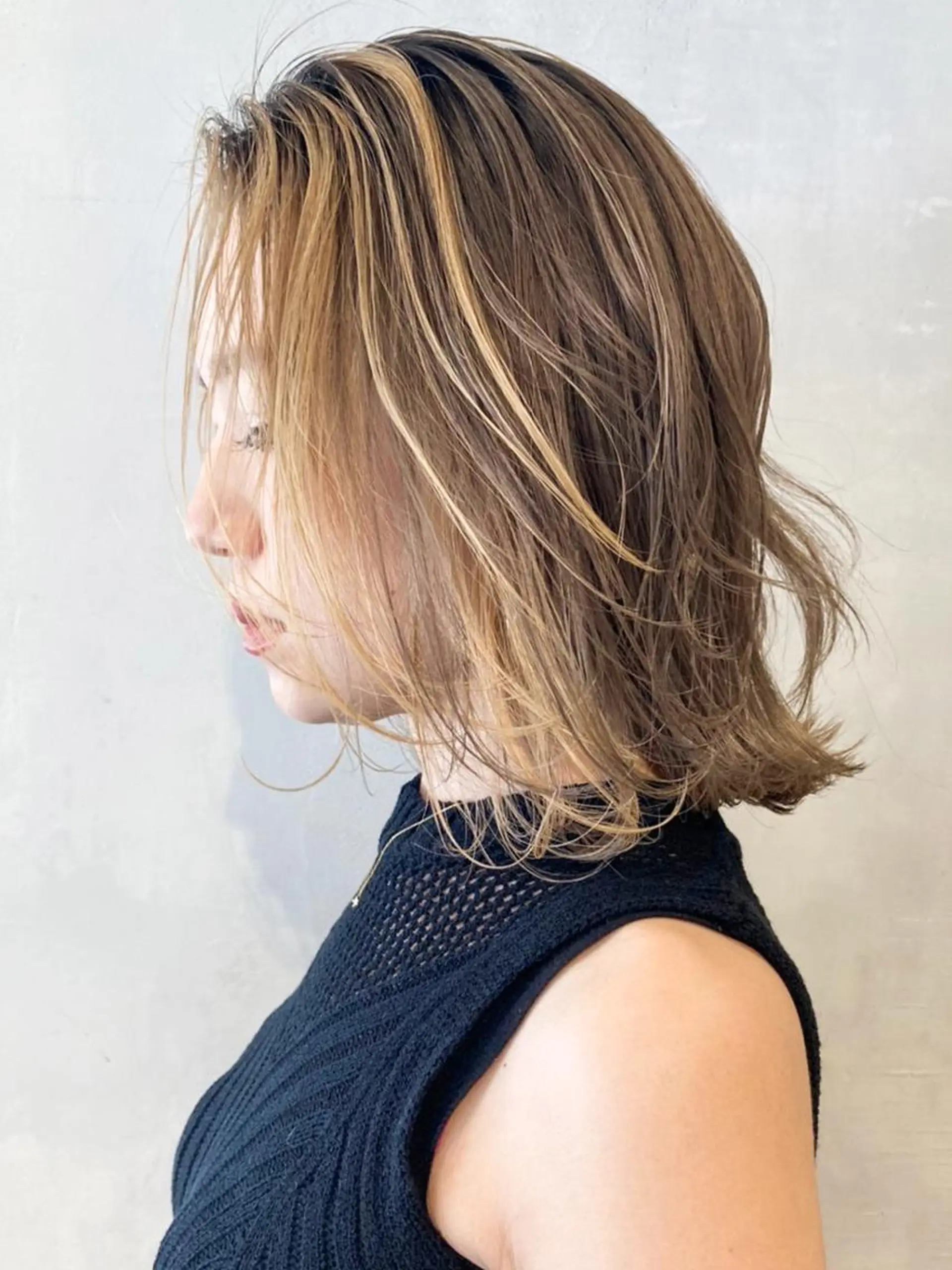 ミディアム カラー パーマ ヘアアレンジ ミストバング  フェイスフレーミング ITbyALBUM 浦和店のヘアスタイル