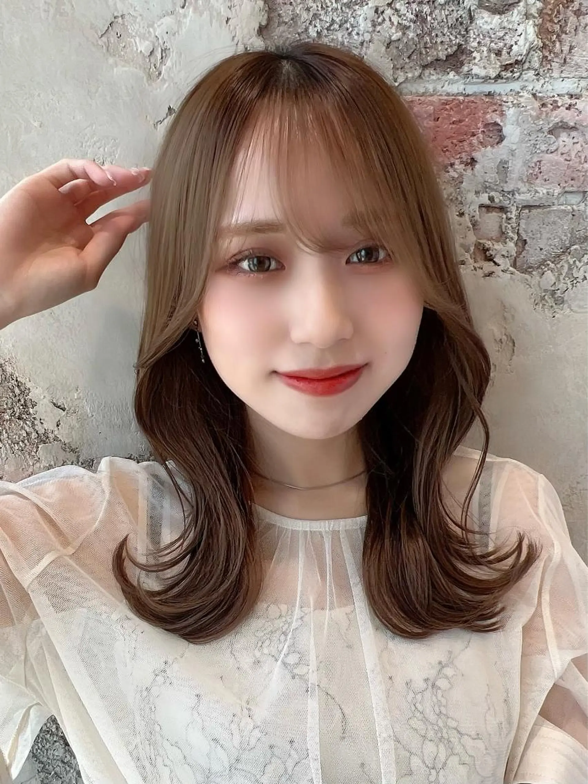 セミロング カラー ベージュカラー ブラウンカラー くびれヘア 髪質改善 縮毛矯正 🧡くびれヘア/前髪 顔周り🧡久原結衣のヘアスタイル