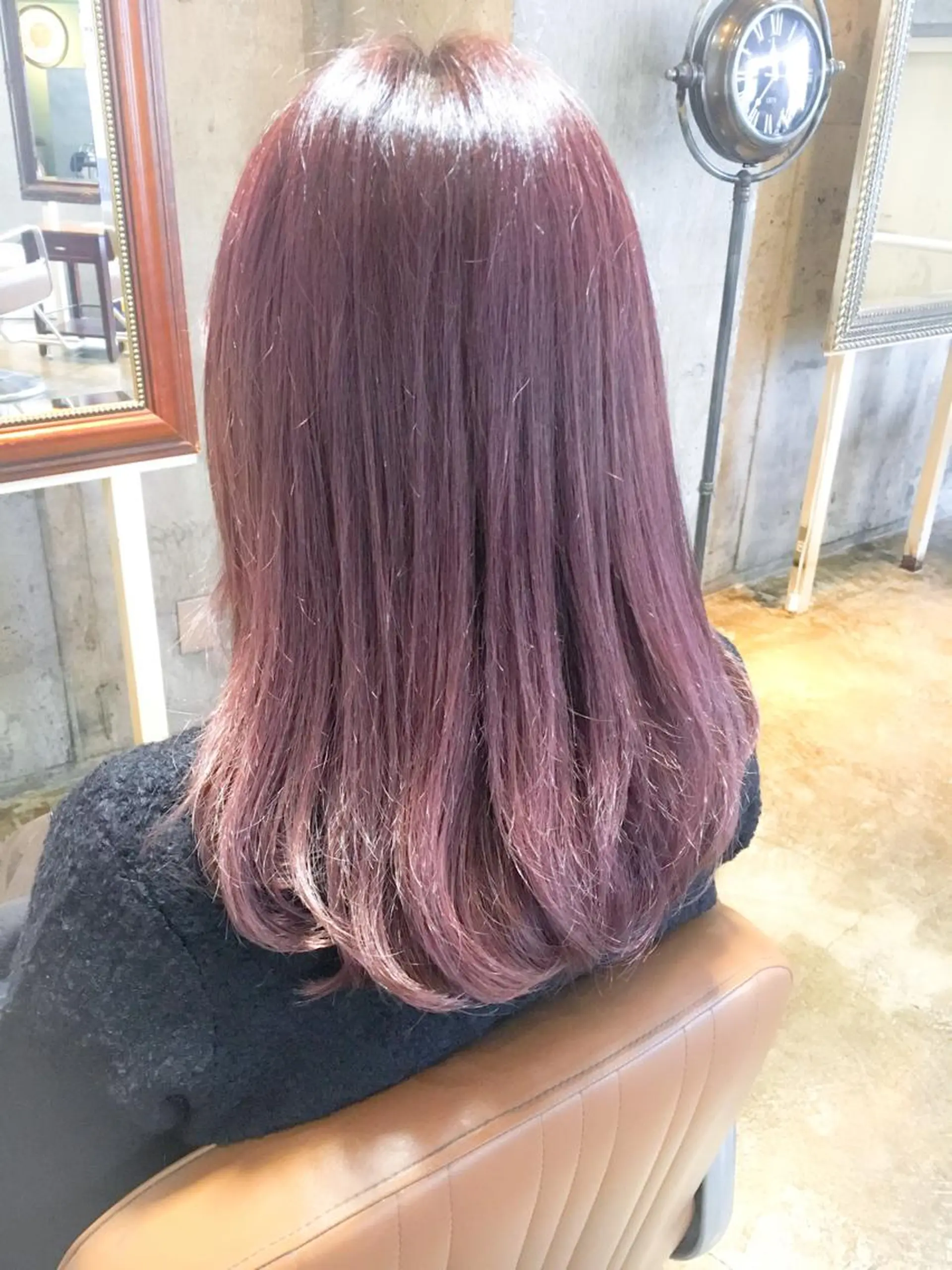 セミロング カラー ピンクカラー 北條 優輝のヘアスタイル